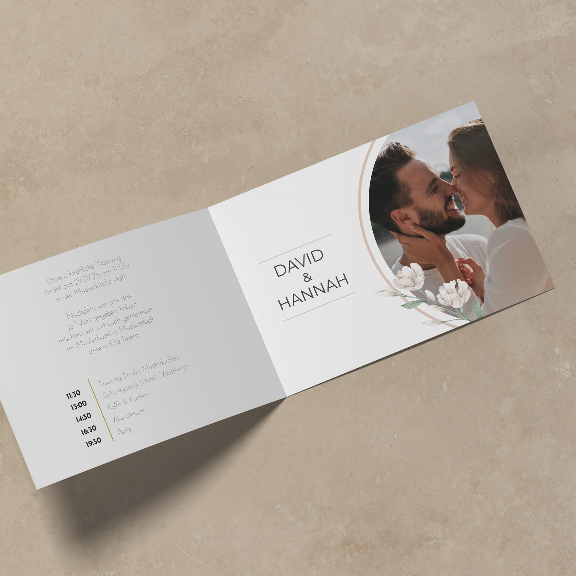 Klappkarte DIN A6 im Querformat - Floral "Neutral Florals"