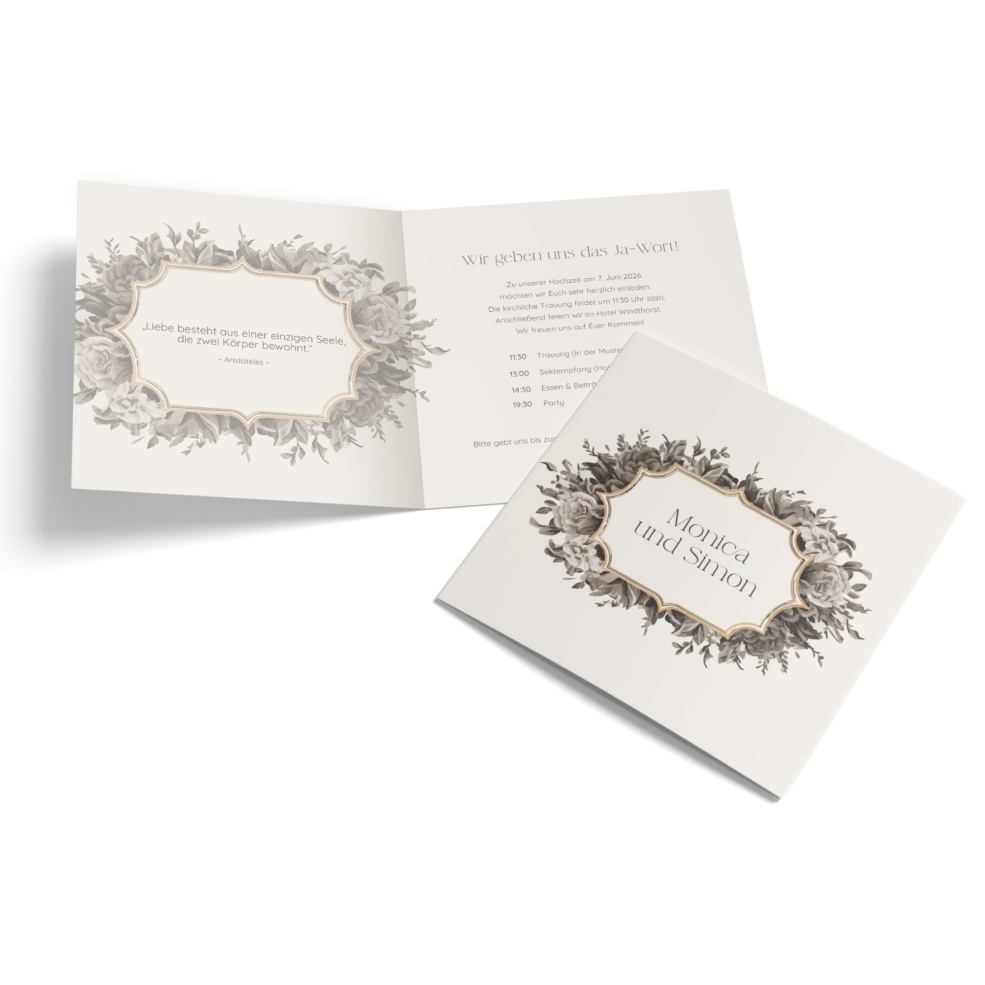 Klappkarte Quadratisch 148 x 148 mm - Vintage "Baroque Frame"