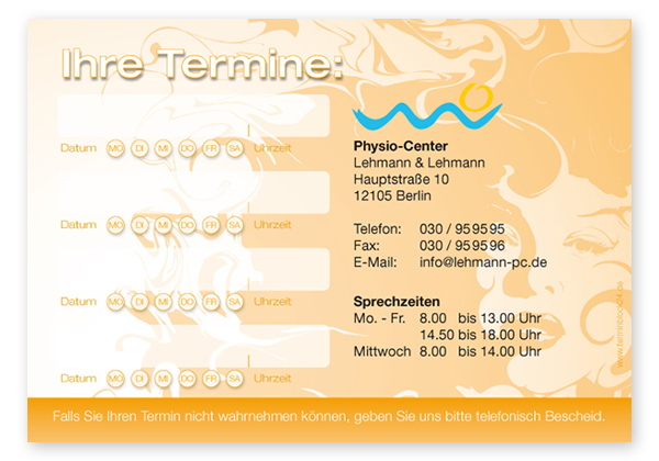 Terminzettel "Fire" - 4 Termine mit Wochentagen
