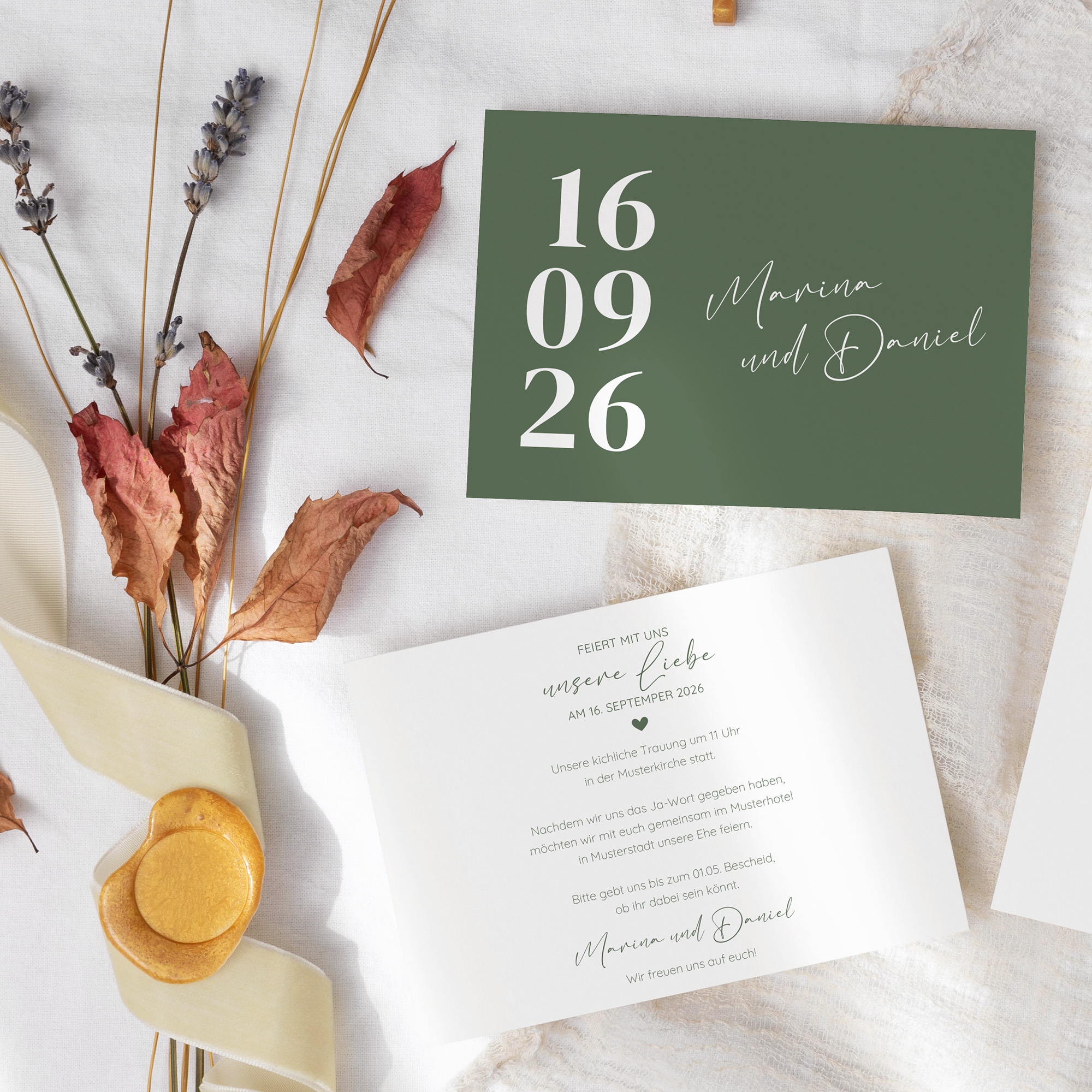 Postkarte DIN A6 im Querformat - Minimalistisch "Simply Green"