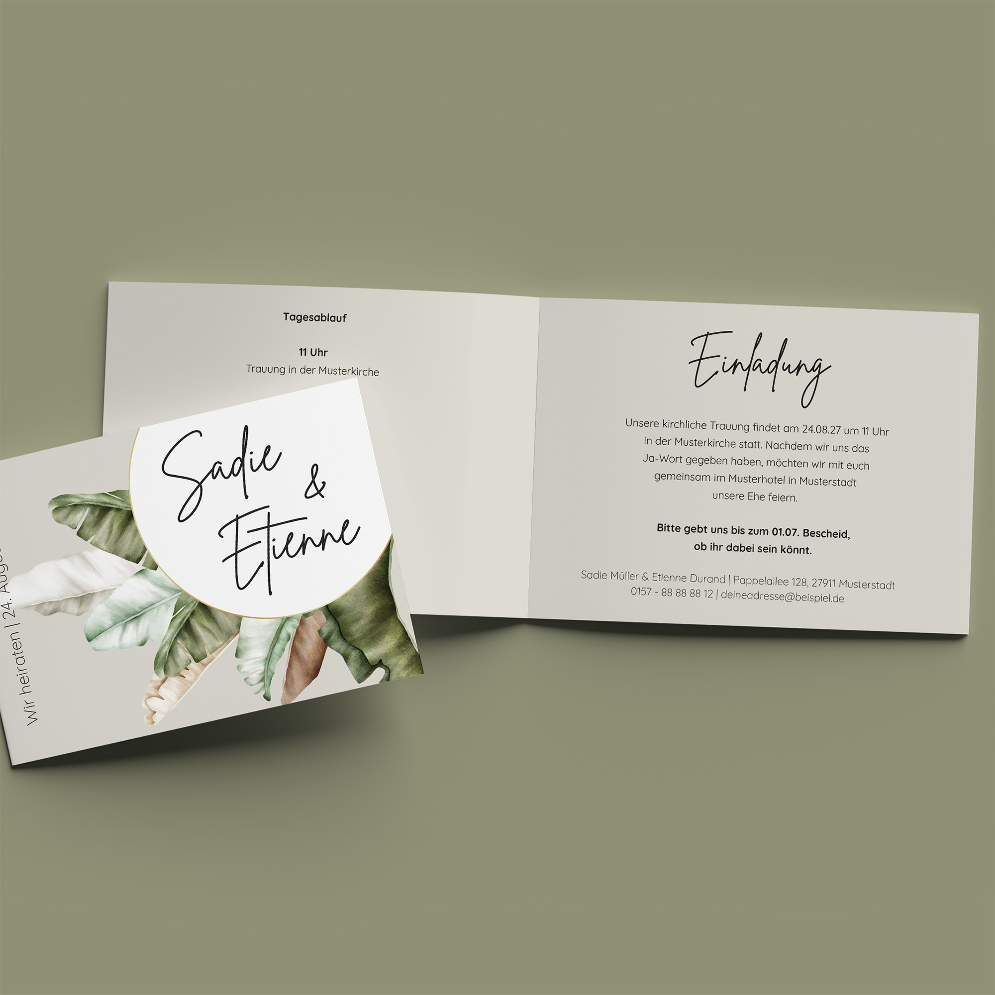 Klappkarte DIN A6 im Querformat - Greenery "Manila 02"