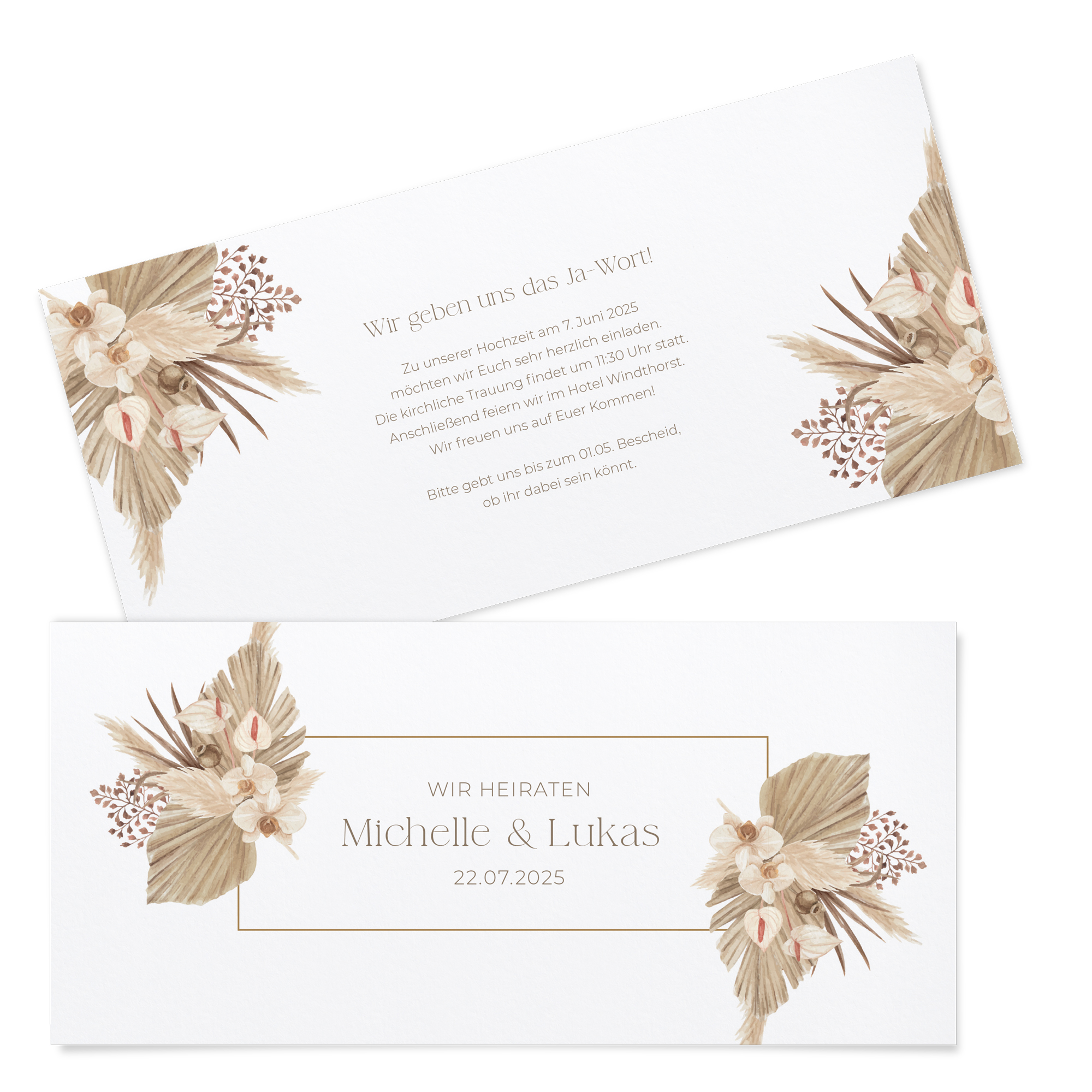 Postkarten DIN lang im Querformat 210 x 98 mm - Boho "Golden Haze"