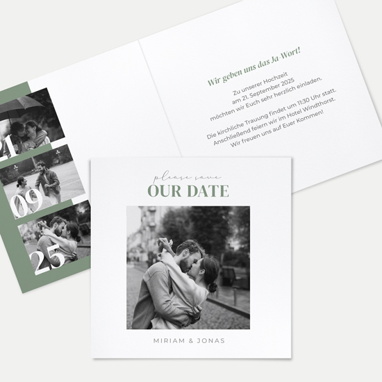 Klappkarte Quadratisch 148 x 148 mm - Minimalistisch "Berlin"