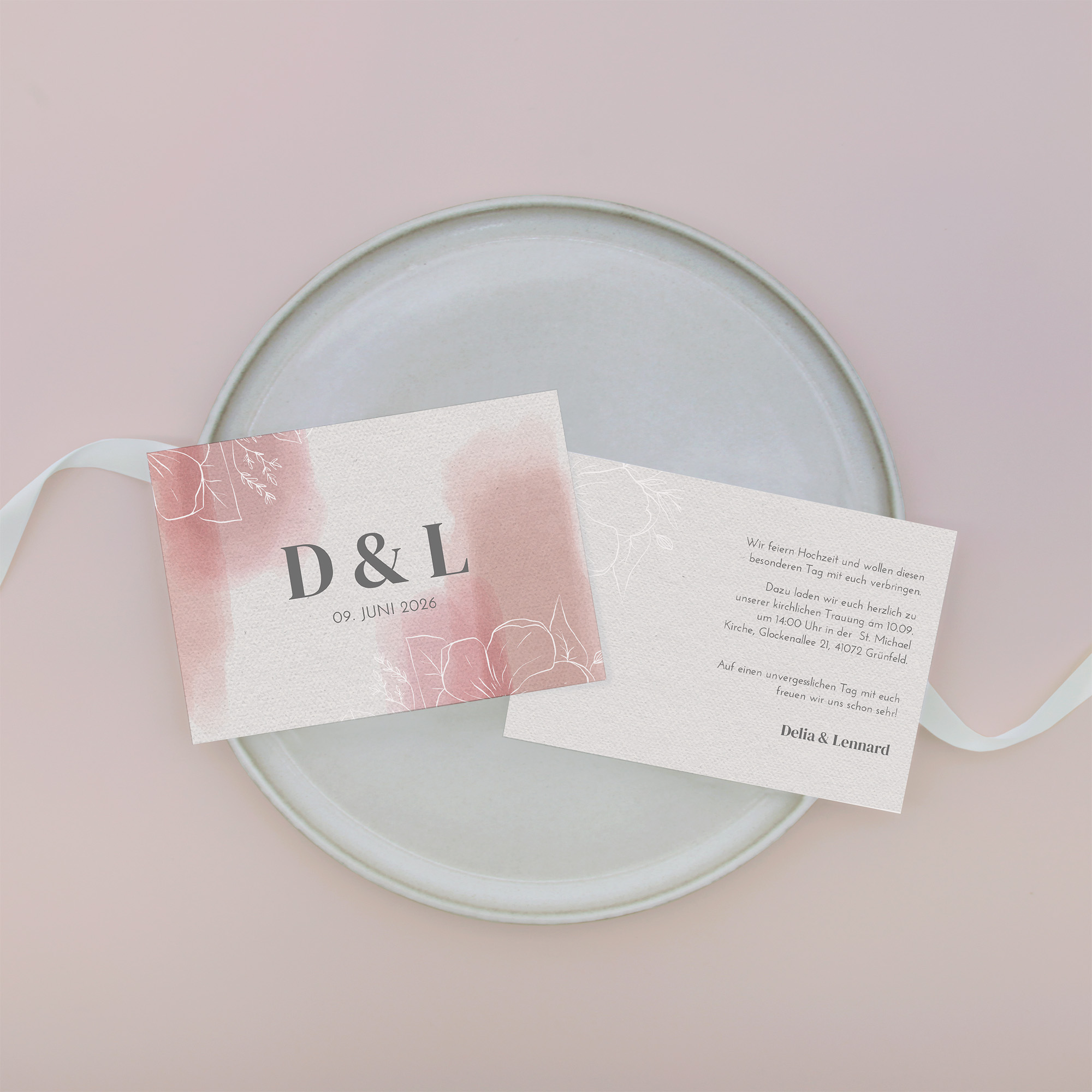 Postkarte DIN A6 im Querformat - Aquarell "dusty Bloom"