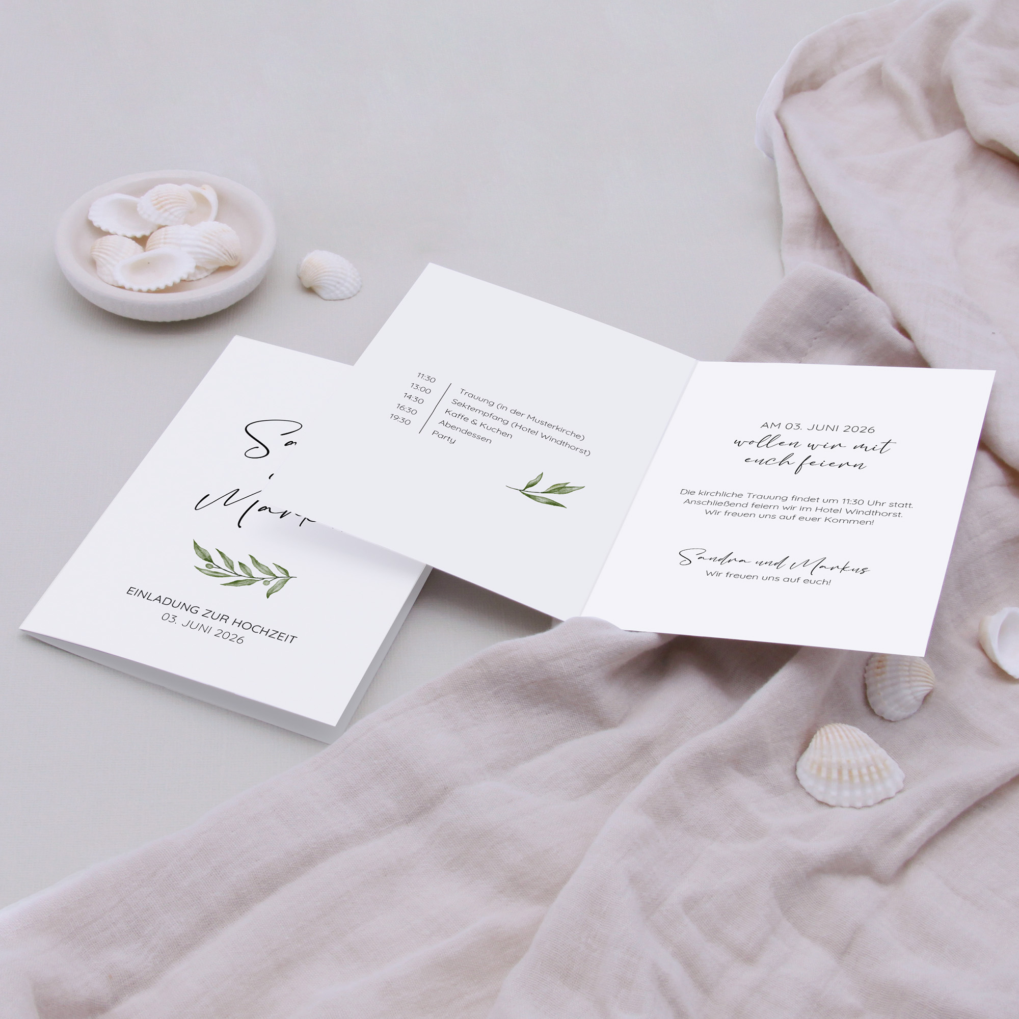 Klappkarte DIN A6 im Hochformat - Minimalistisch "Olivetta"