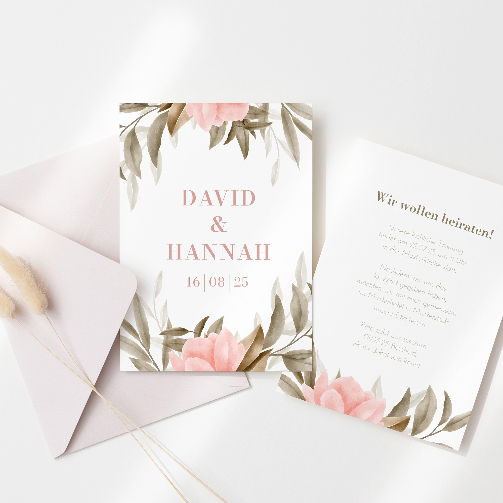 Postkarte DIN A6 im Hochformat - Floral "Rose Leaf"