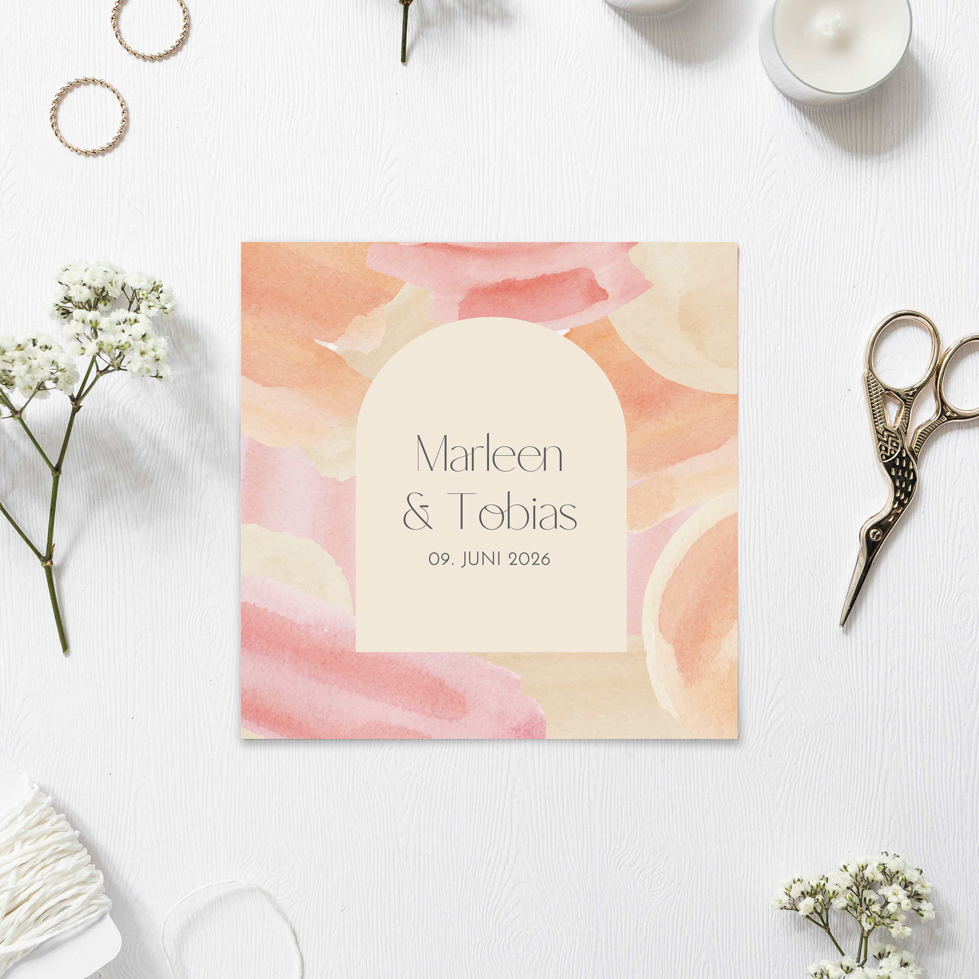 Postkarte Quadrat - Aquarell "sunset stroke"