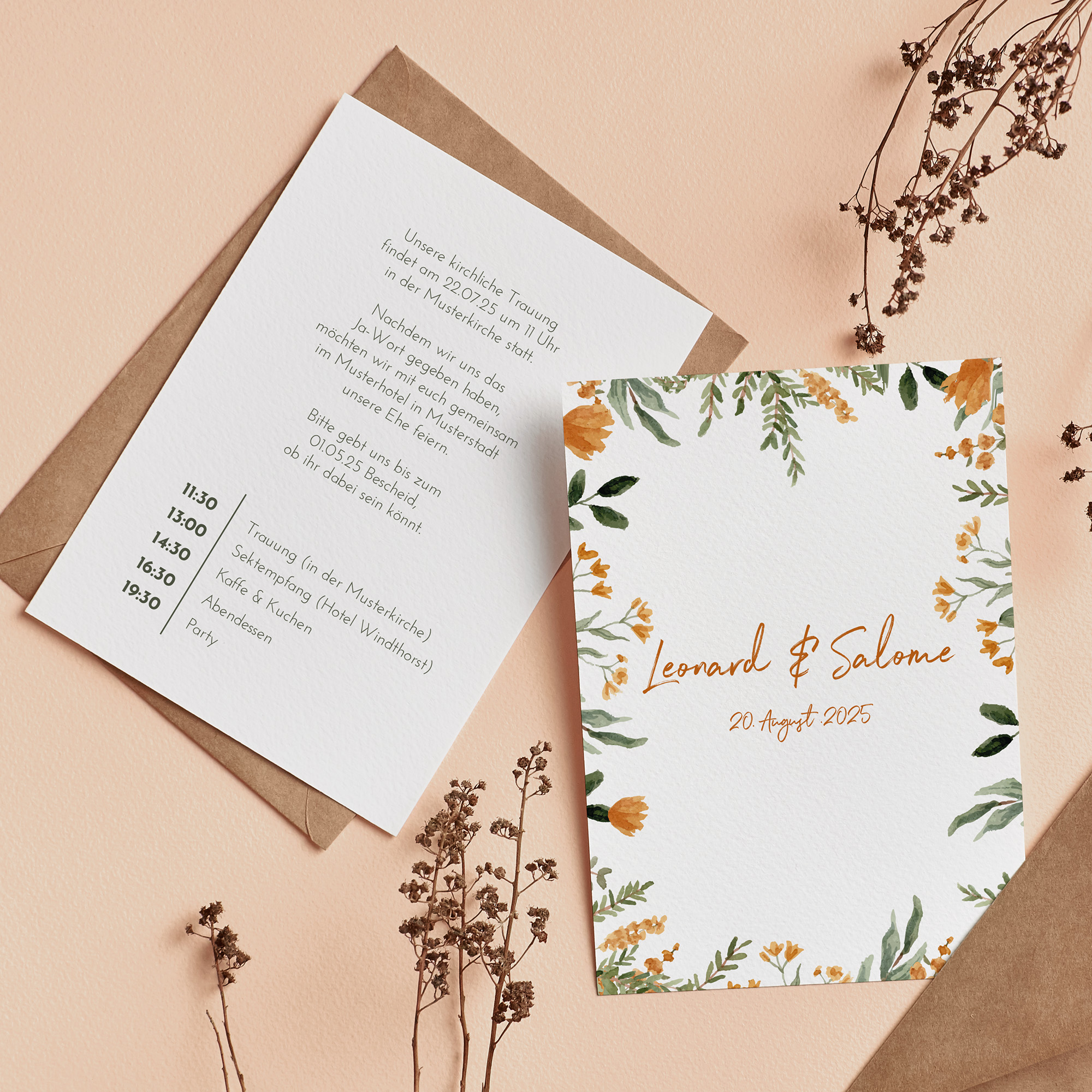 Postkarte DIN A6 im Hochformat - Floral "Warm Botanicals"