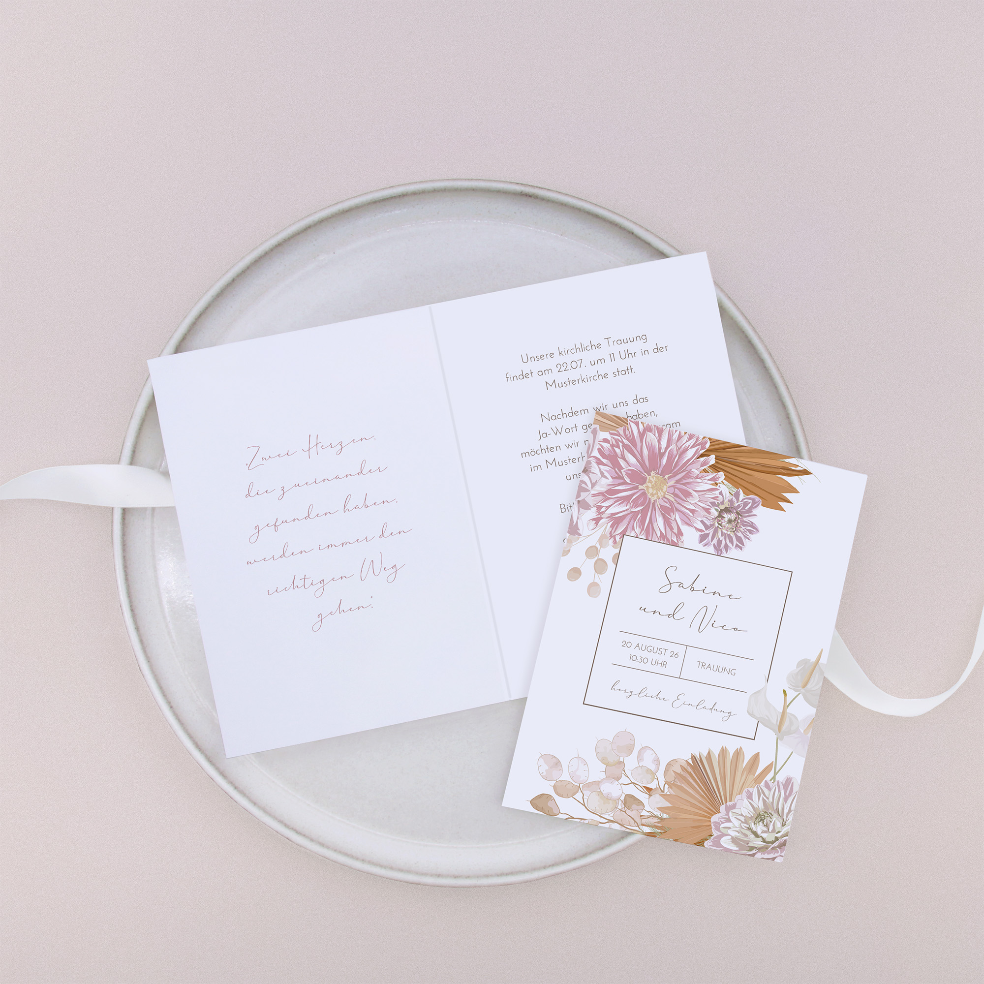 Klappkarte DIN A6 im Hochformat - Floral "Terracotta Blossom"