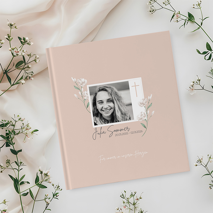 Kondolenzbuch -Neutral Florals