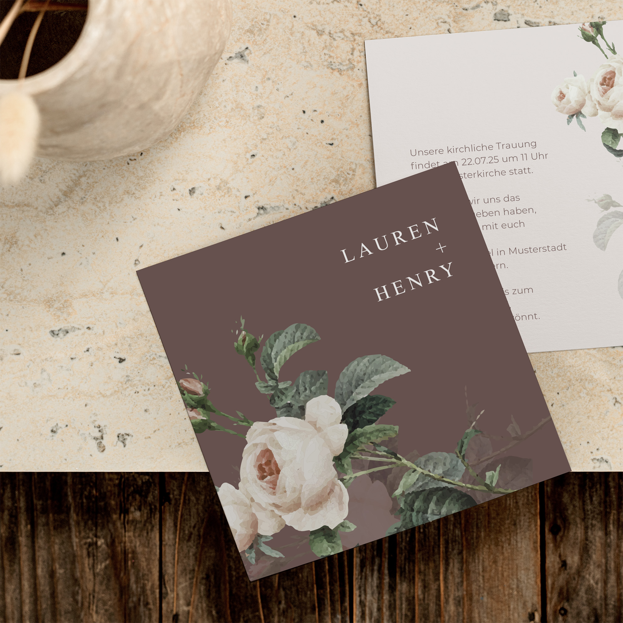 Postkarte Quadrat 148 x 148 mm - Floral "Antique Rose"