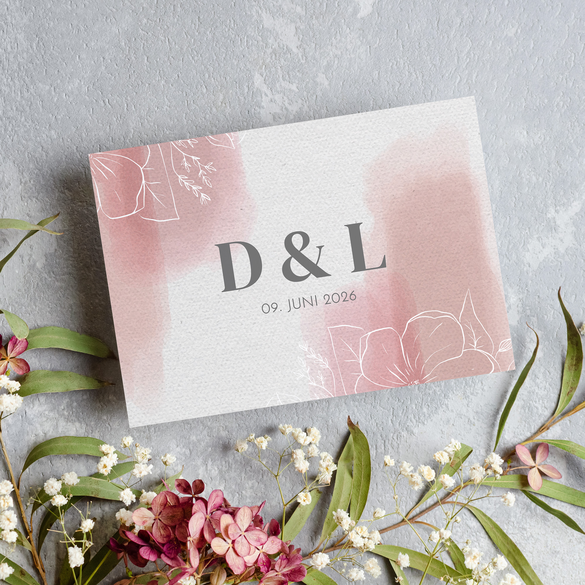 Postkarte DIN A6 im Querformat - Aquarell "dusty Bloom"