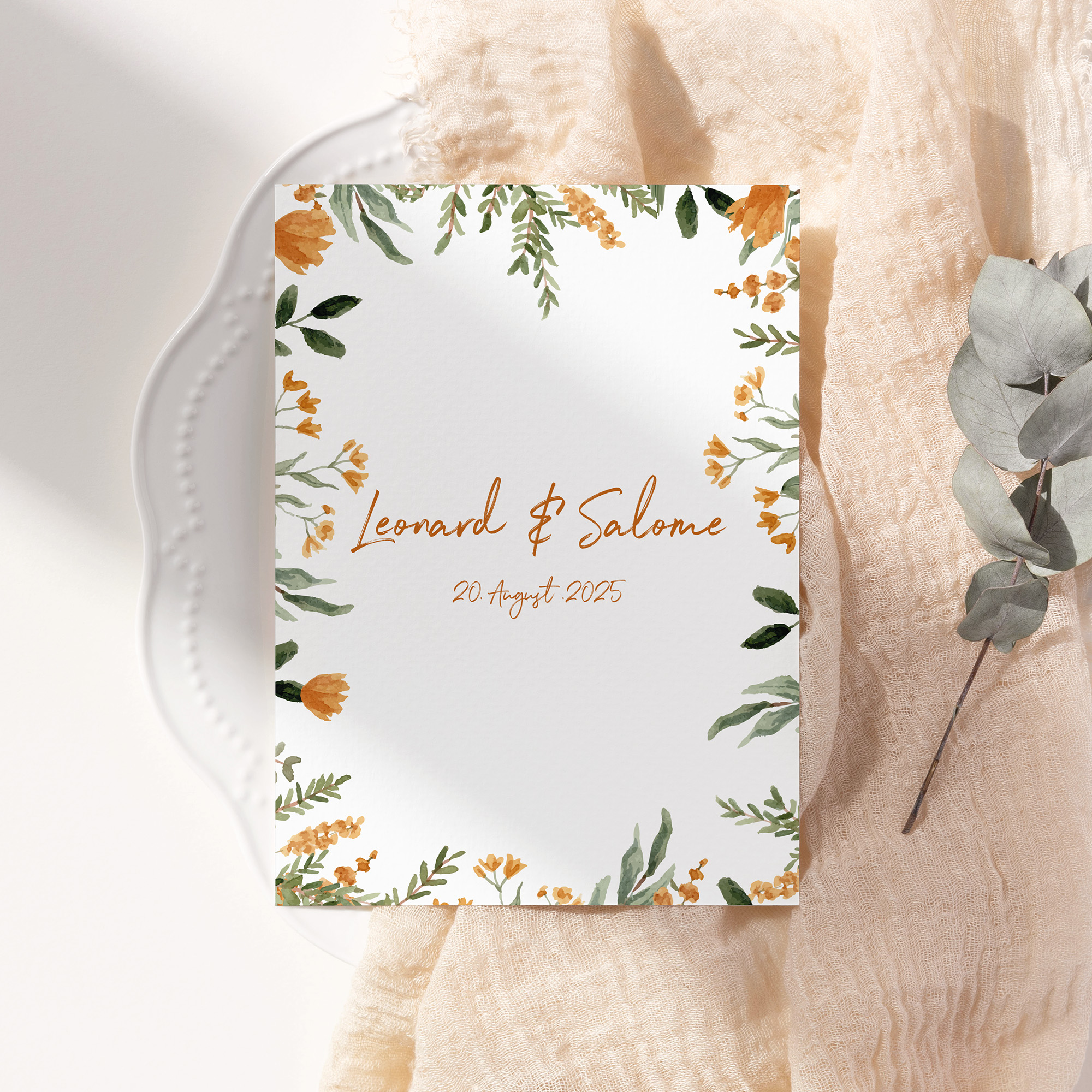 Postkarte DIN A6 im Hochformat - Floral "Warm Botanicals"