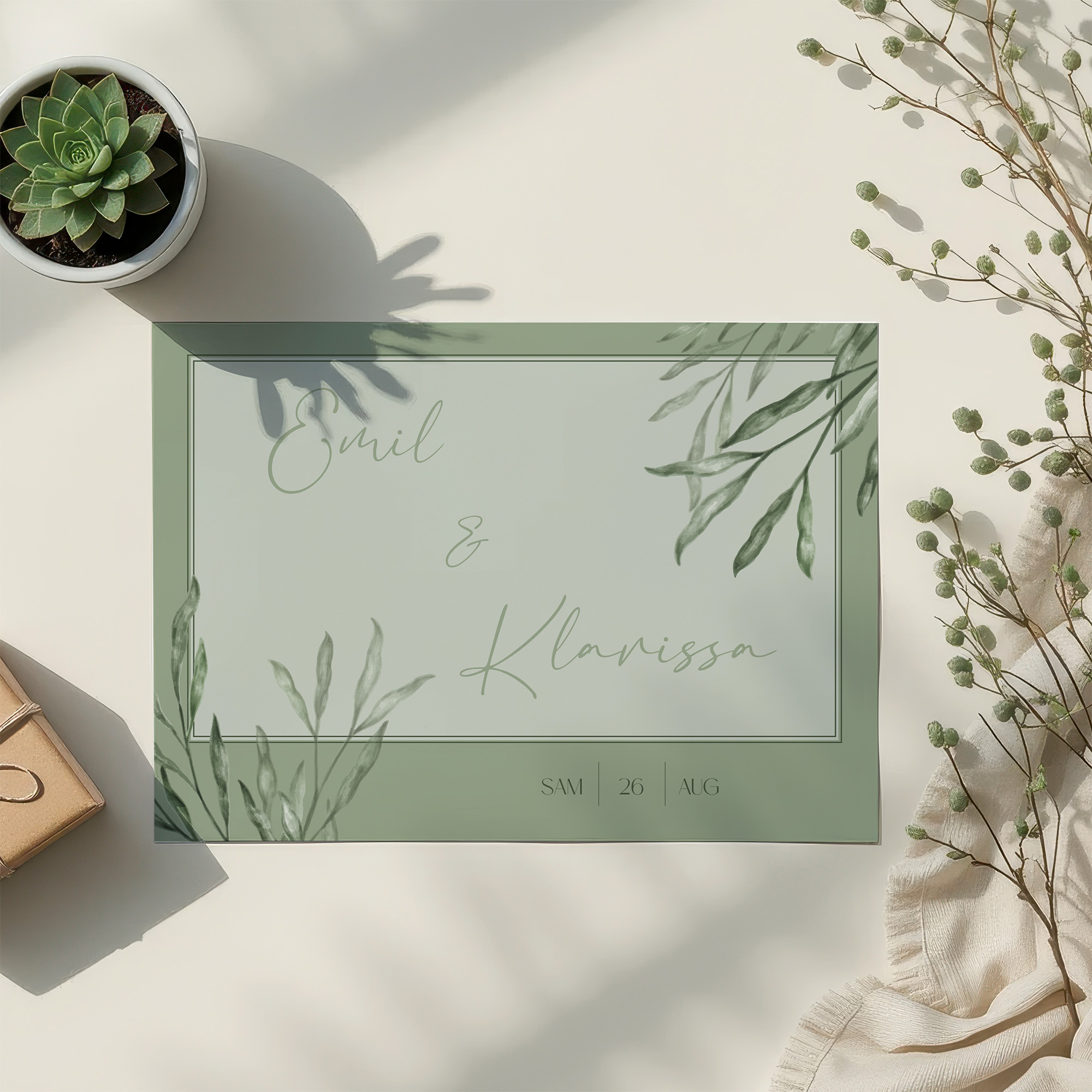 Postkarte DIN A6 im Querformat - Greenery - "Natural Frame"