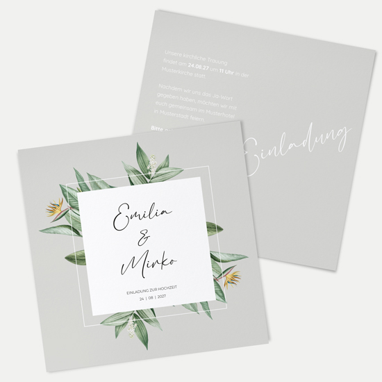 Postkarte Quadrat 148 x 148 mm - Greenery "Tropical Frame"