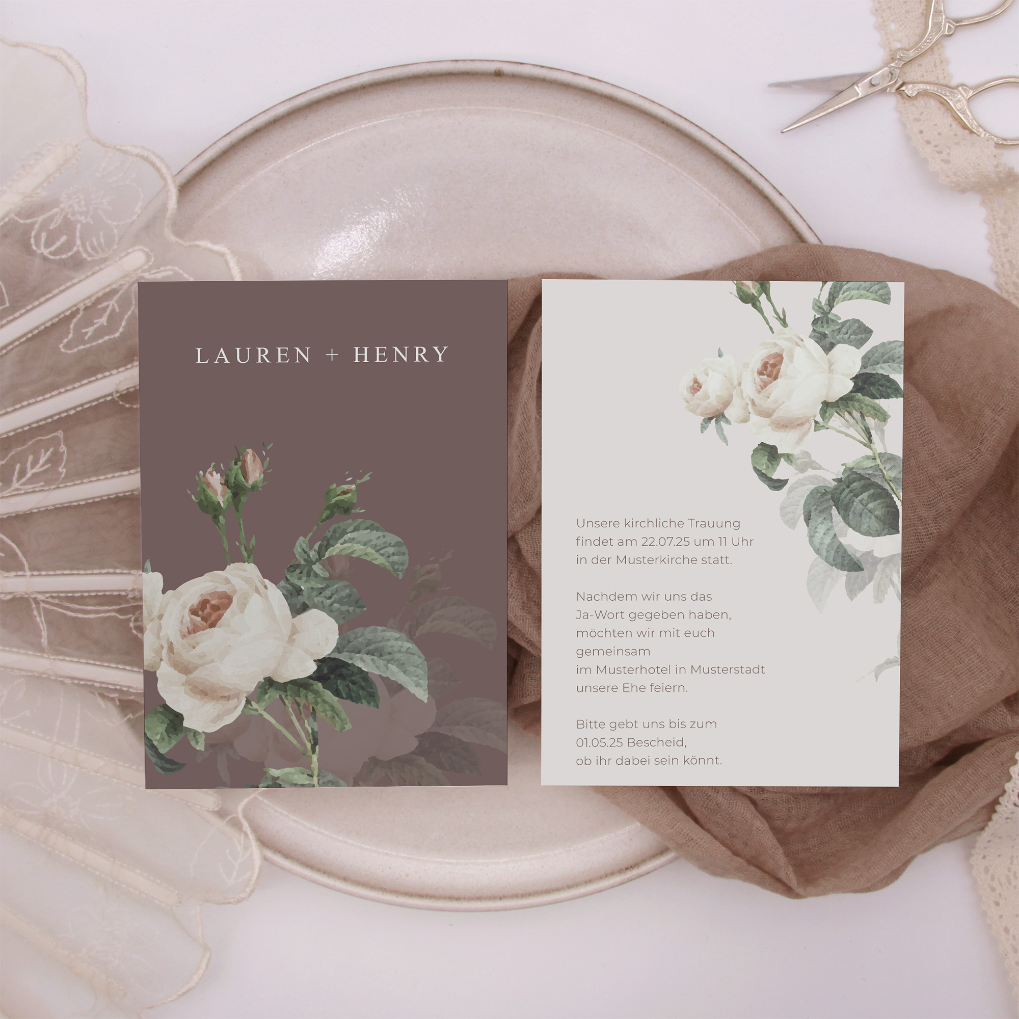 Postkarte DIN A6 im Hochformat - Floral "Antique Rose"