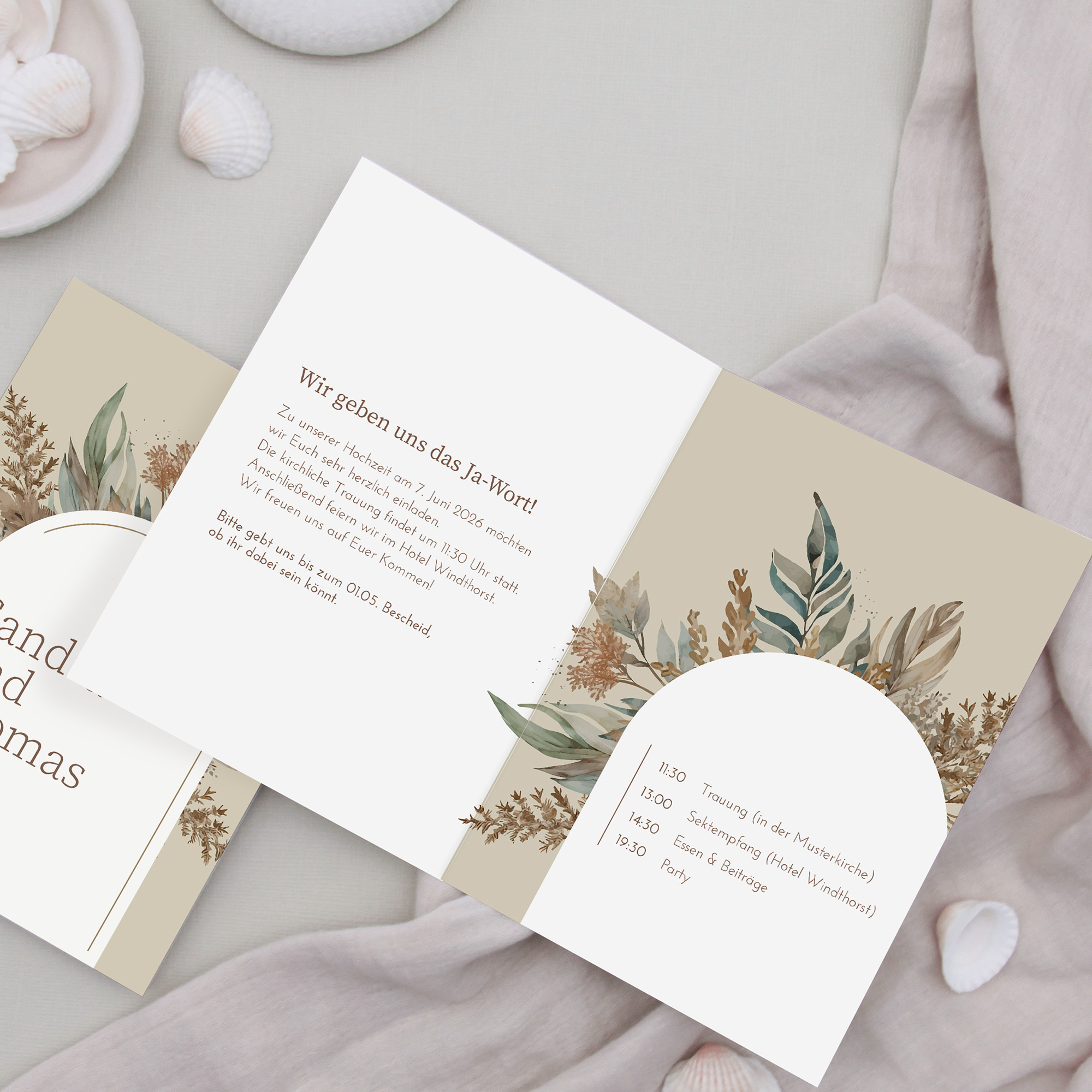 Klappkarte DIN A6 im Hochformat - Boho "Bare Nature"