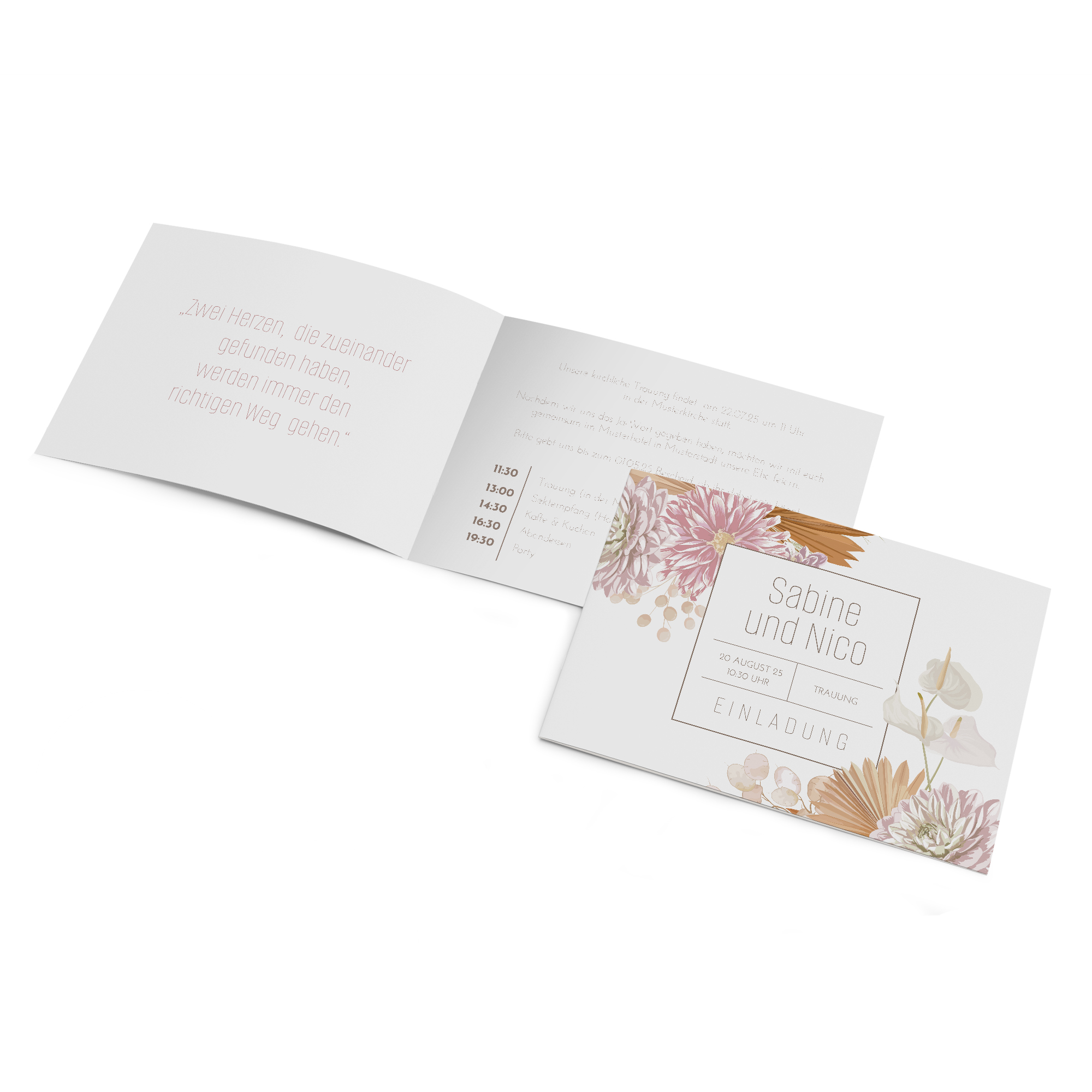 Klappkarte DIN A6 im Querformat - Floral "Terracotta Blossom"