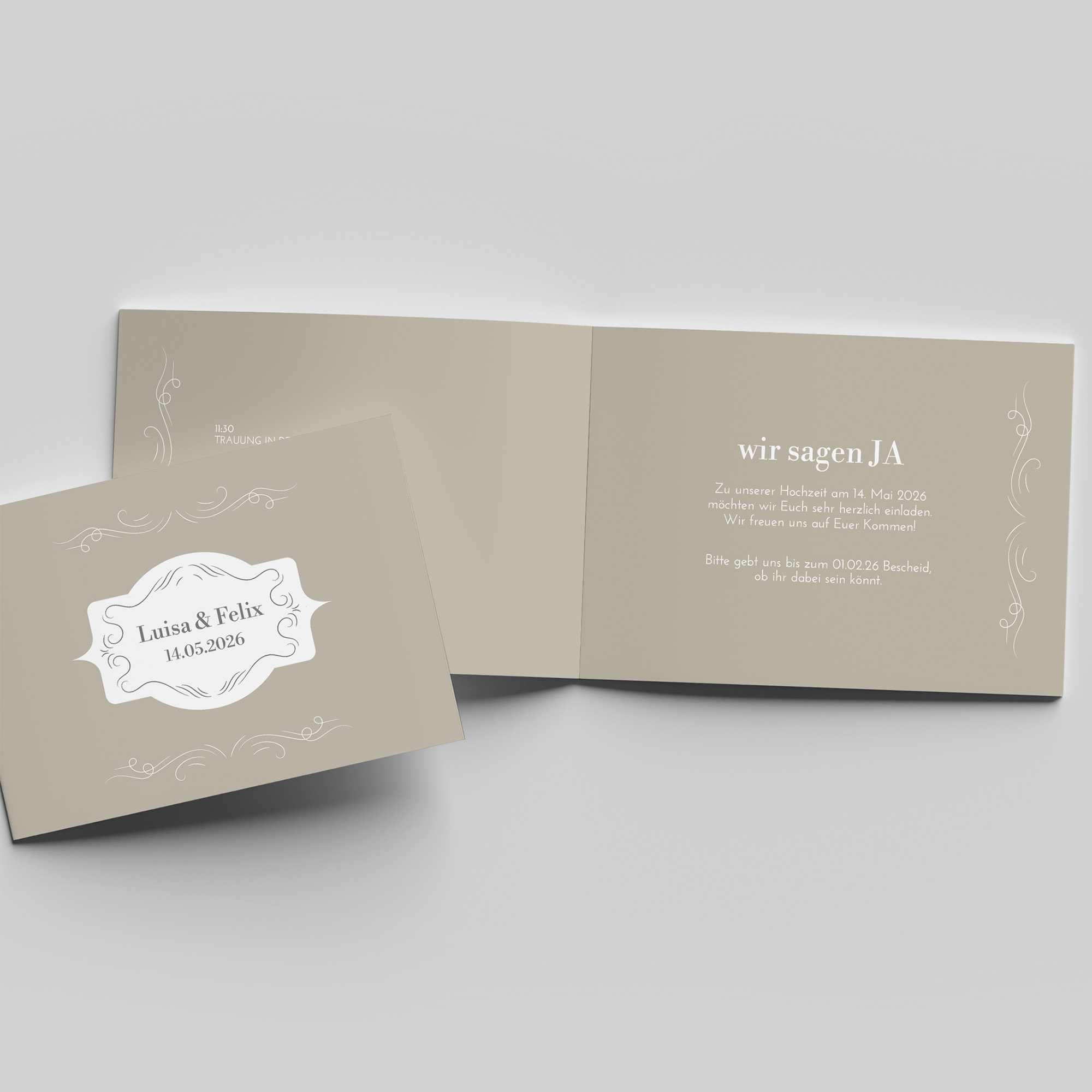 Klappkarte DIN A6 im Querformat - Vintage - "Antique Peony"