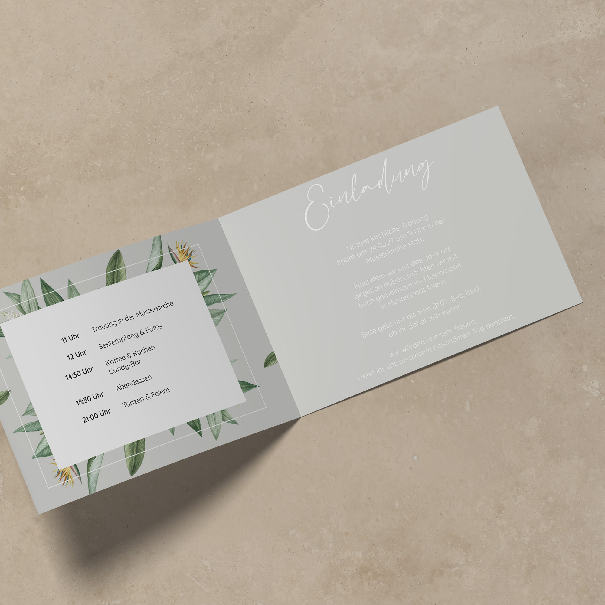 Klappkarte DIN A6 im Querformat - Greenery "Tropical Frame"