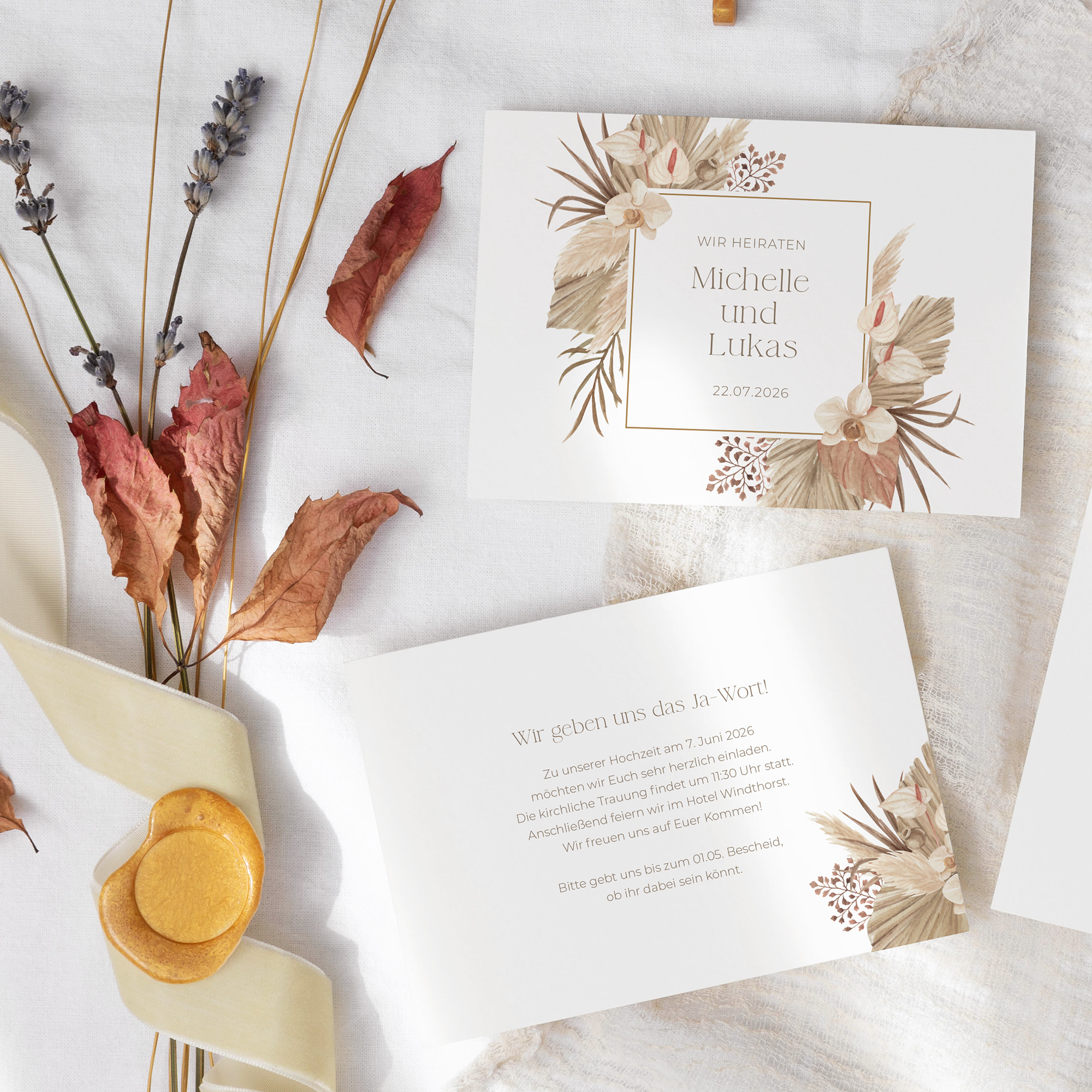 Postkarte DIN A6 im Querformat - Boho "Golden Haze"