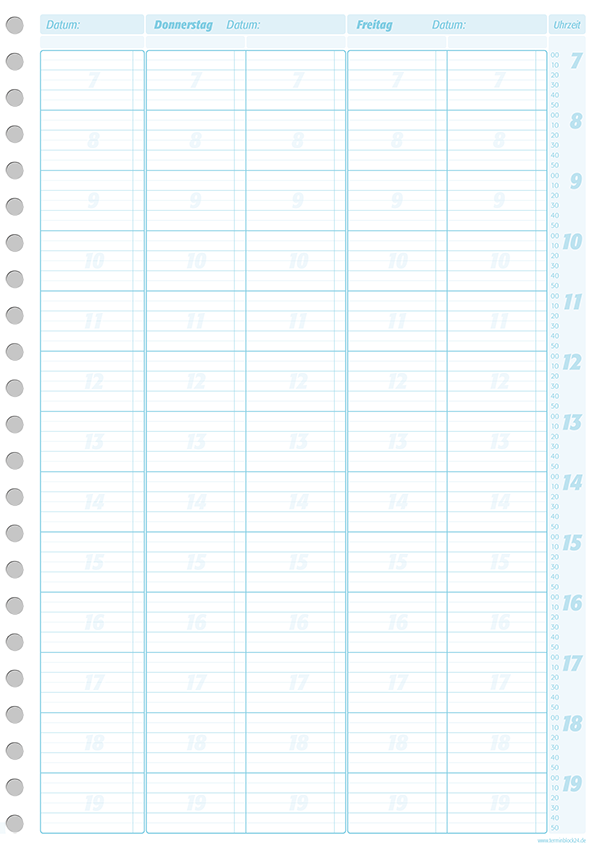 Terminplaner A4 für 2 Mitarbeiter - 10-Minuten-Takt