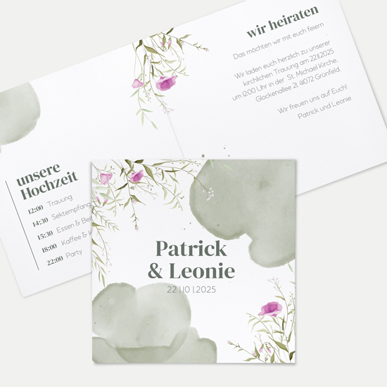 Klappkarte Quadratisch 148 x 148 mm - Aquarell - "Wildflower Garden"