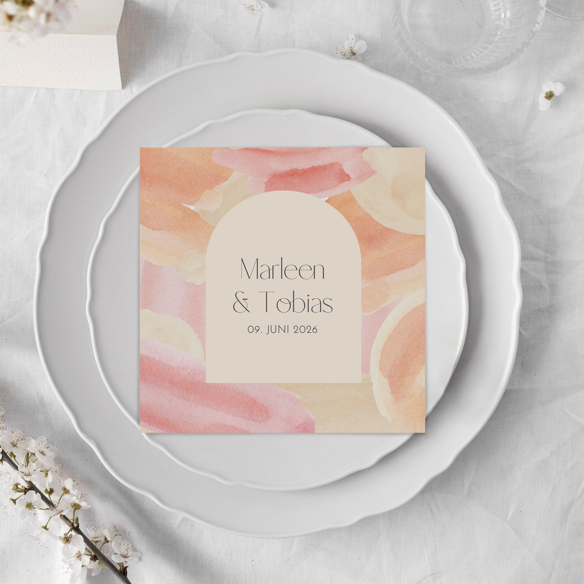 Postkarte Quadrat - Aquarell "sunset stroke"