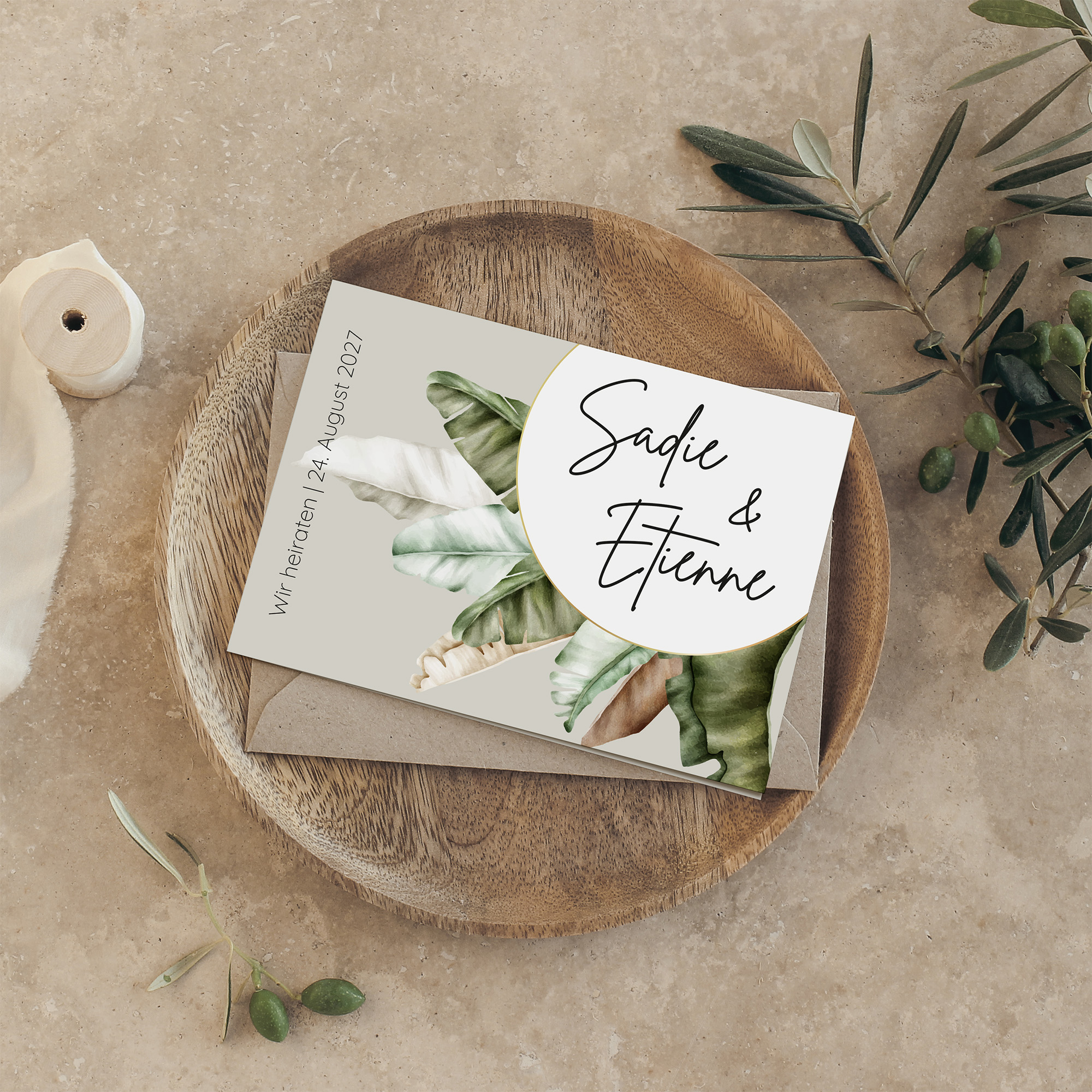 Klappkarte DIN A6 im Querformat - Greenery "Manila 02"