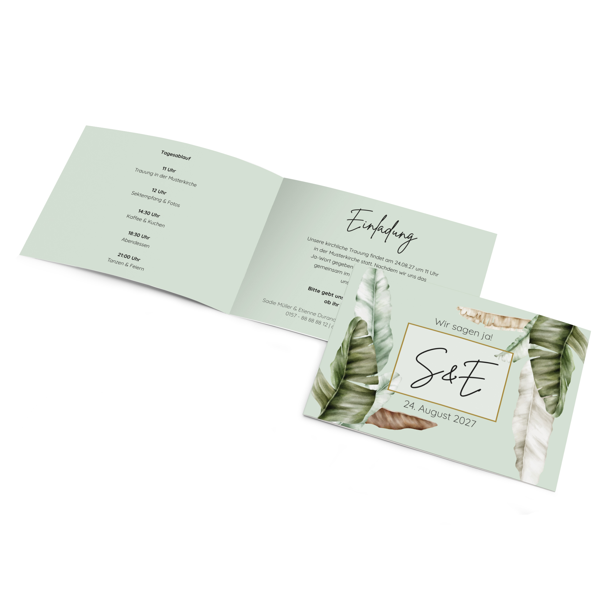 Klappkarte DIN A6 im Querformat - Greenery "Manila 01"