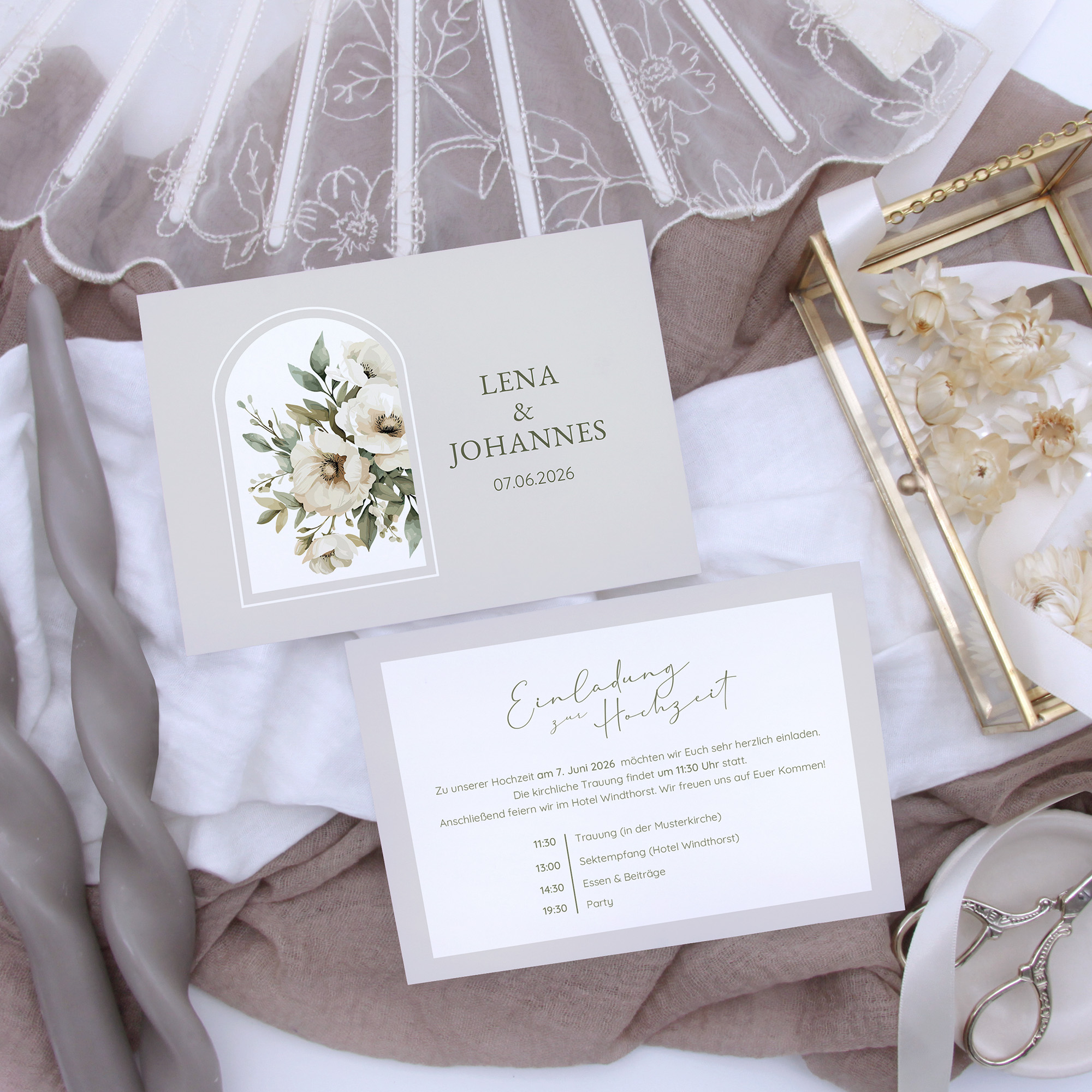 Postkarte DIN A6 im Querformat - Vintage "Ivory Garden"