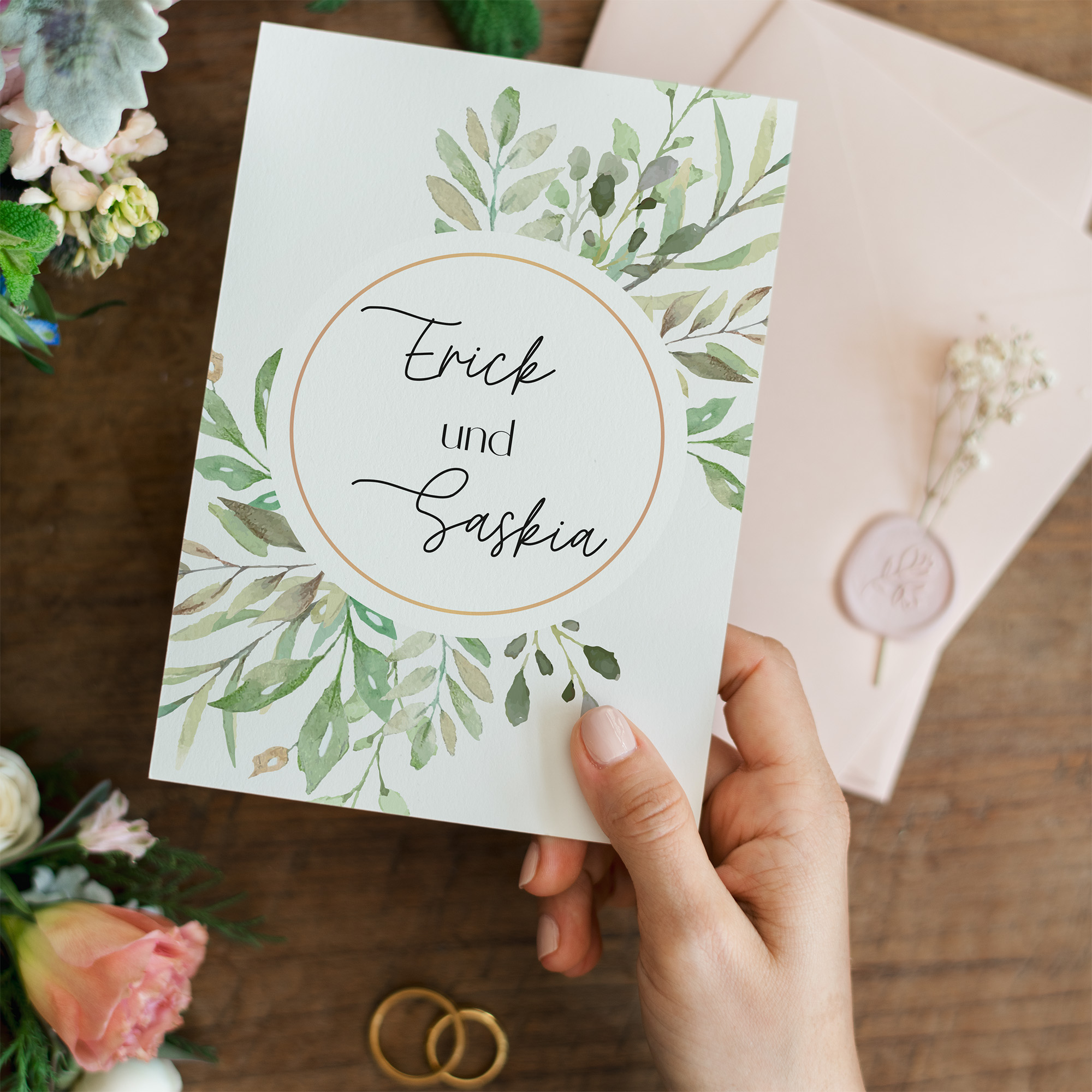 Postkarte DIN A6 im Hochformat - Greenery "Calm Grove"