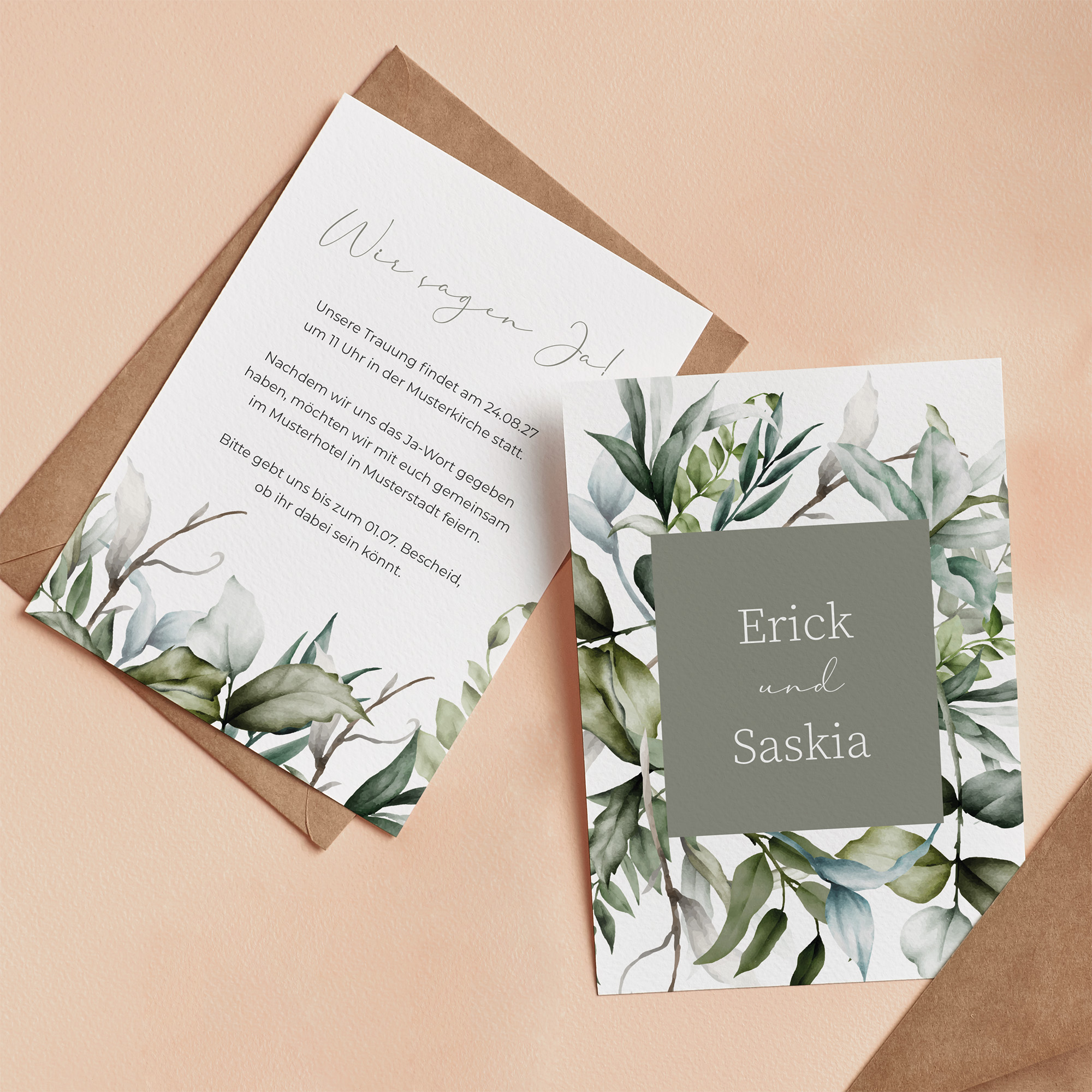 Postkarte DIN A6 im Hochformat - Greenery "Pure Greenery"