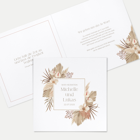 Klappkarte Quadratisch 148 x 148 mm - Boho "Golden Haze"