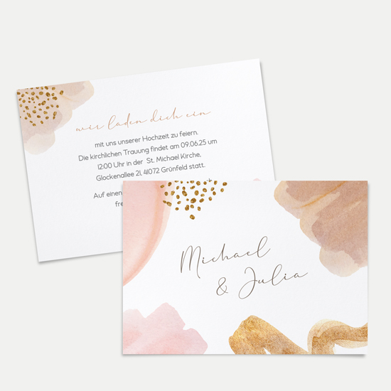 Postkarte DIN A6 im Querformat - Aquarell "Golden Blush"