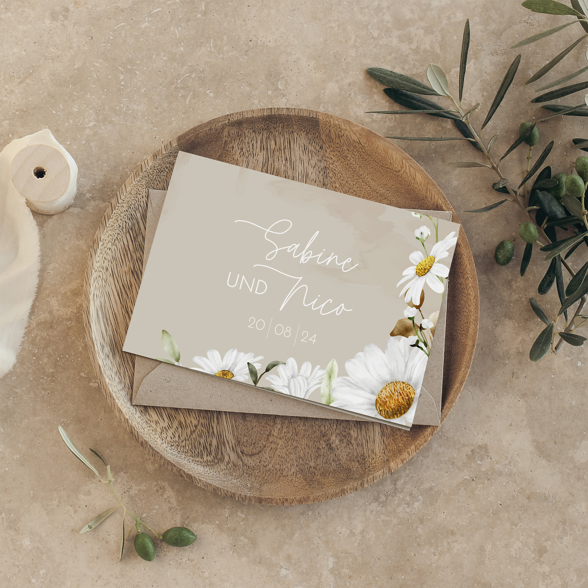 Klappkarte DIN A6 im Querformat - Floral "Daisy Field"