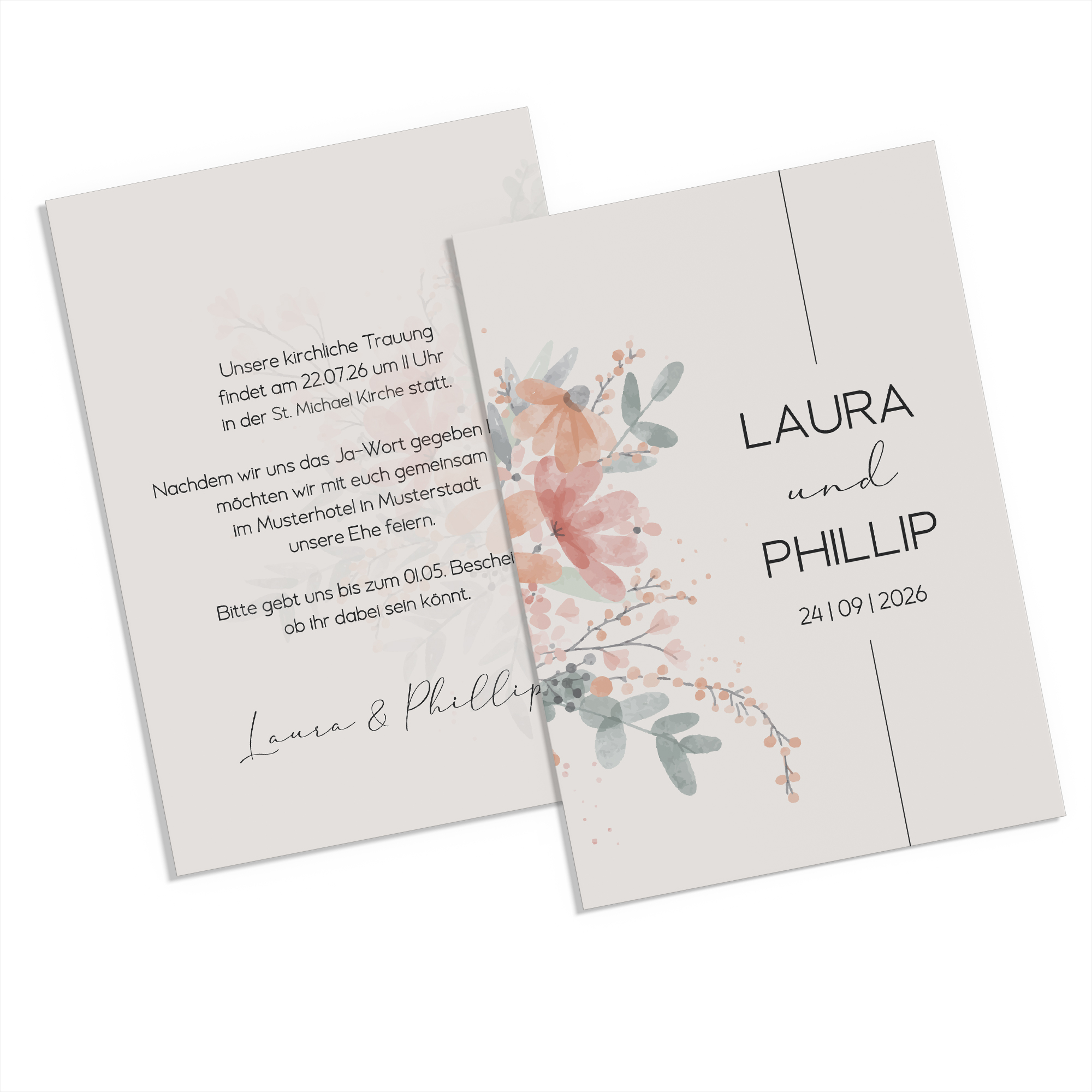 Postkarte DIN A6 im Hochformat - Aquarell "terracotta Bloom"