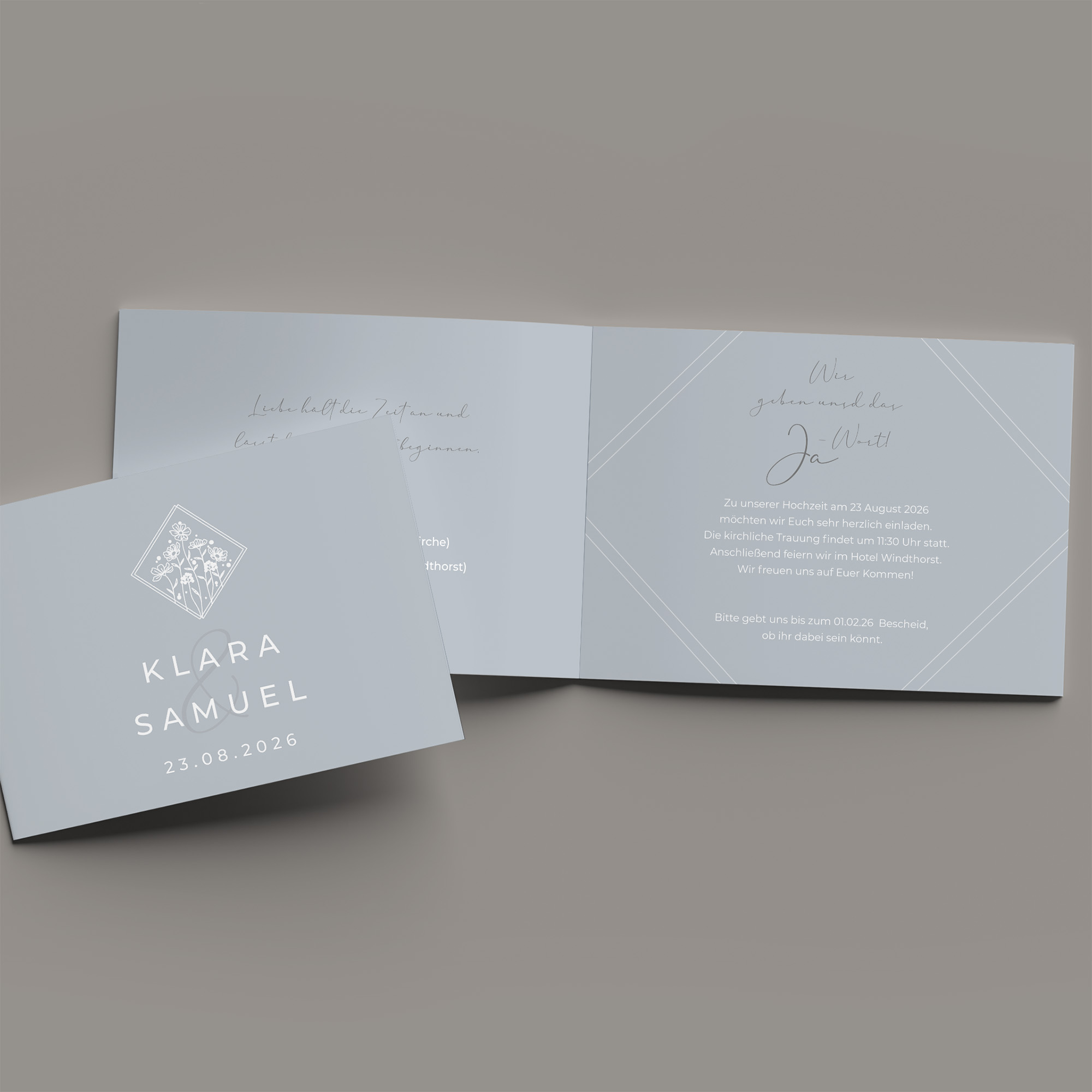 Klappkarte DIN A6 im Querformat - Vintage - "La Fleur Bleue"