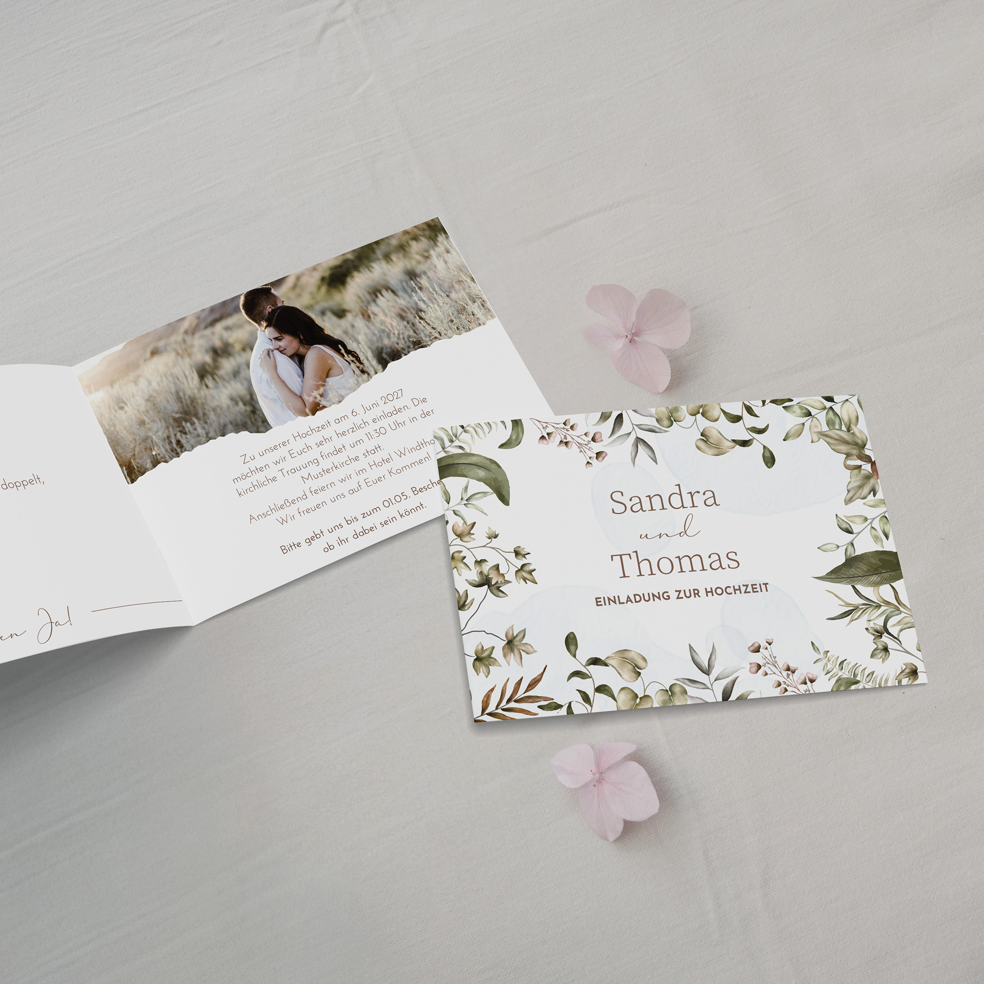 Klappkarte DIN A6 im Querformat - Boho "Nature Hold"