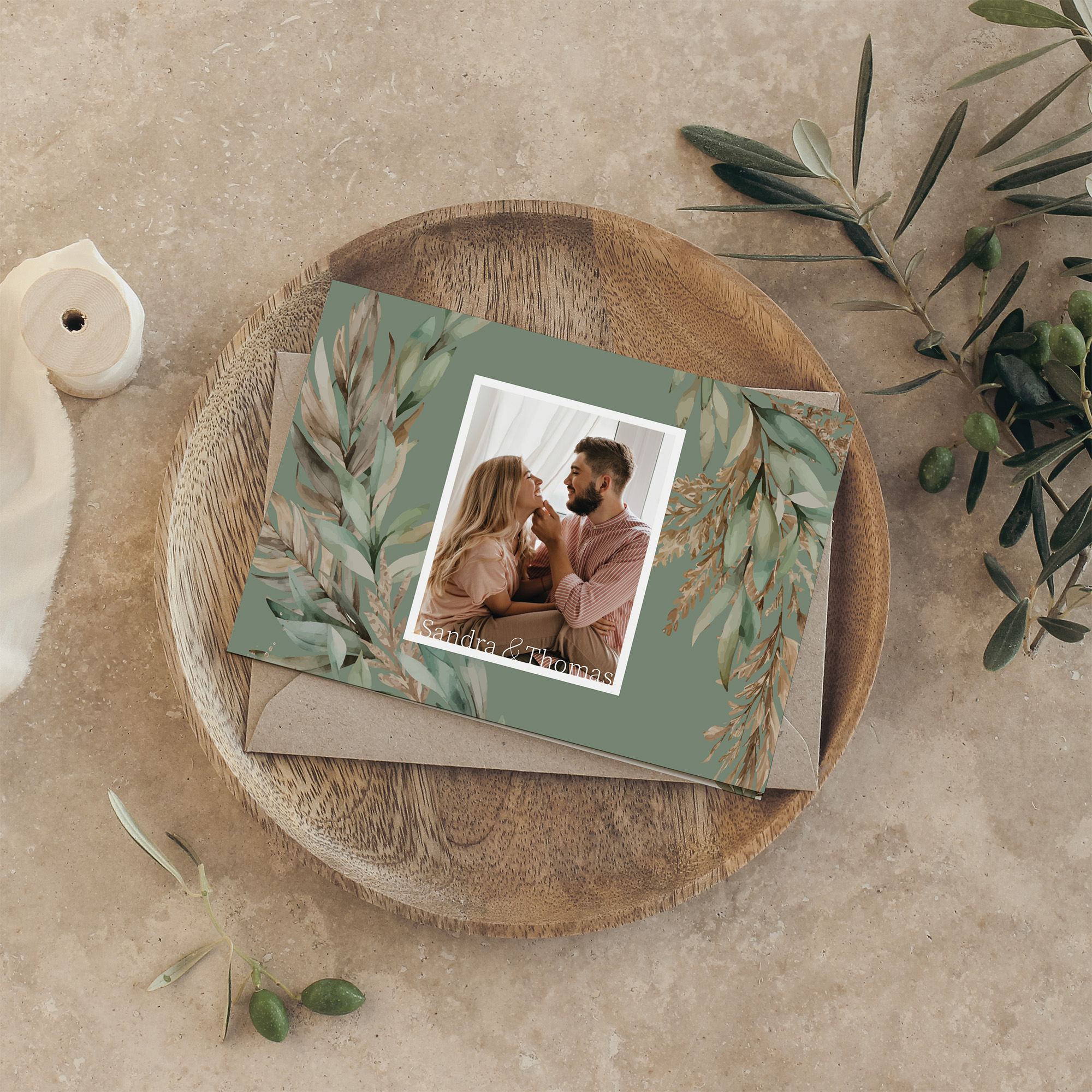 Klappkarte DIN A6 im Querformat - Boho "Rooted Together"