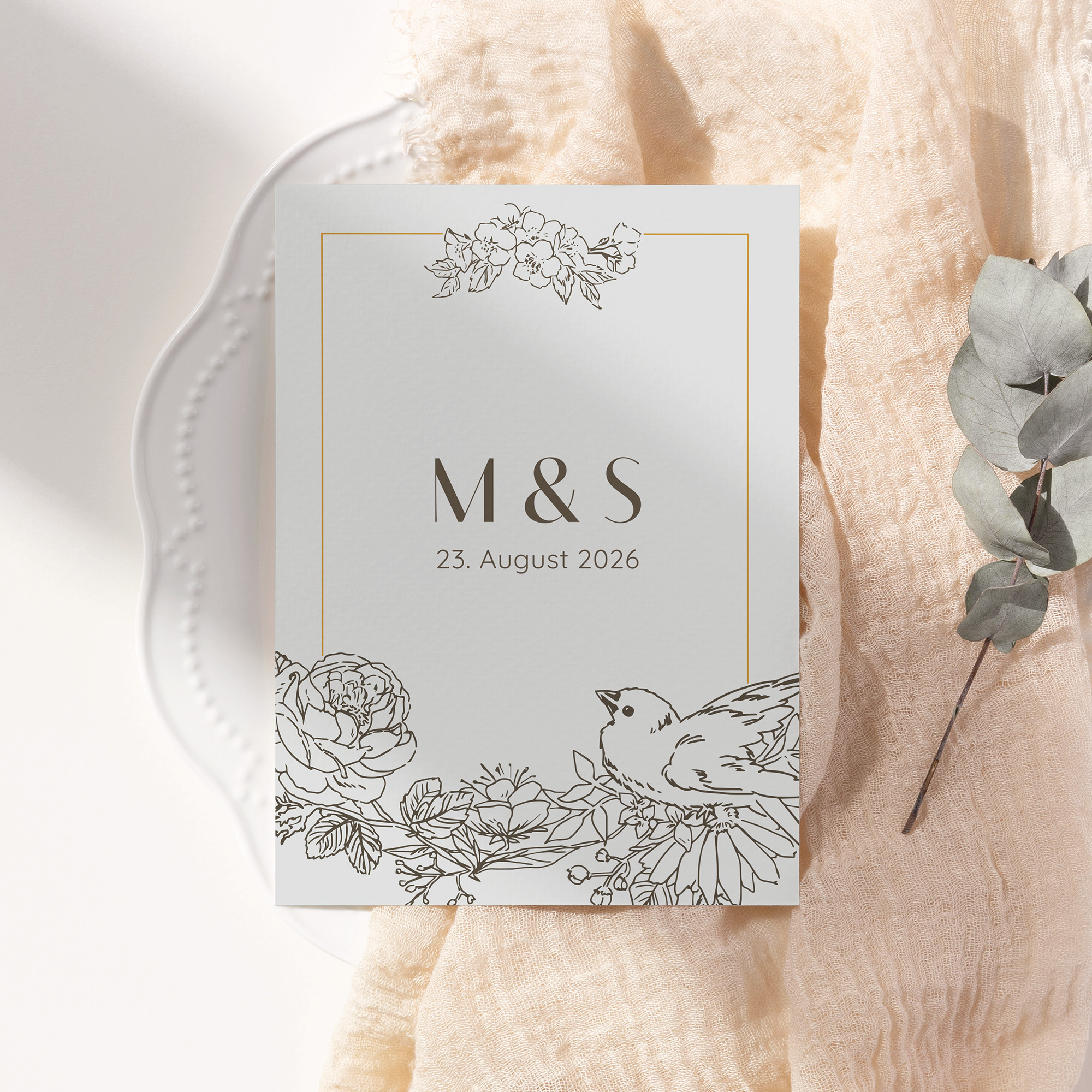 Postkarte DIN A6 im Hochformat - Vintage "Petal Bird"