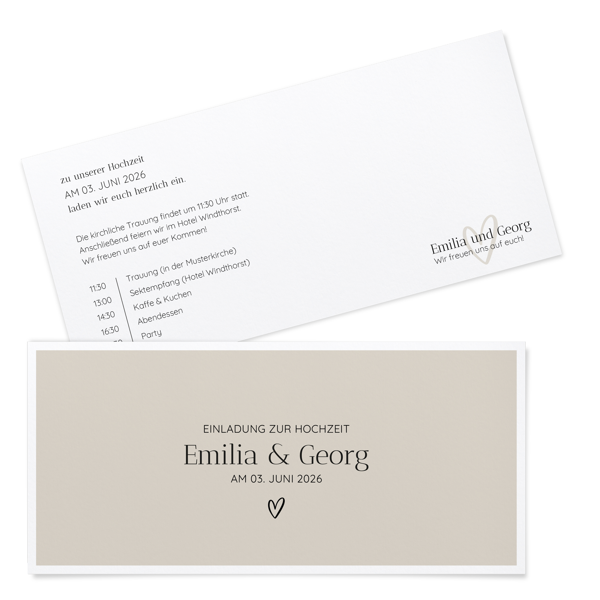 Postkarten DIN lang im Querformat 210 x 98 mm - Minimalistisch "Latte Macchiato"