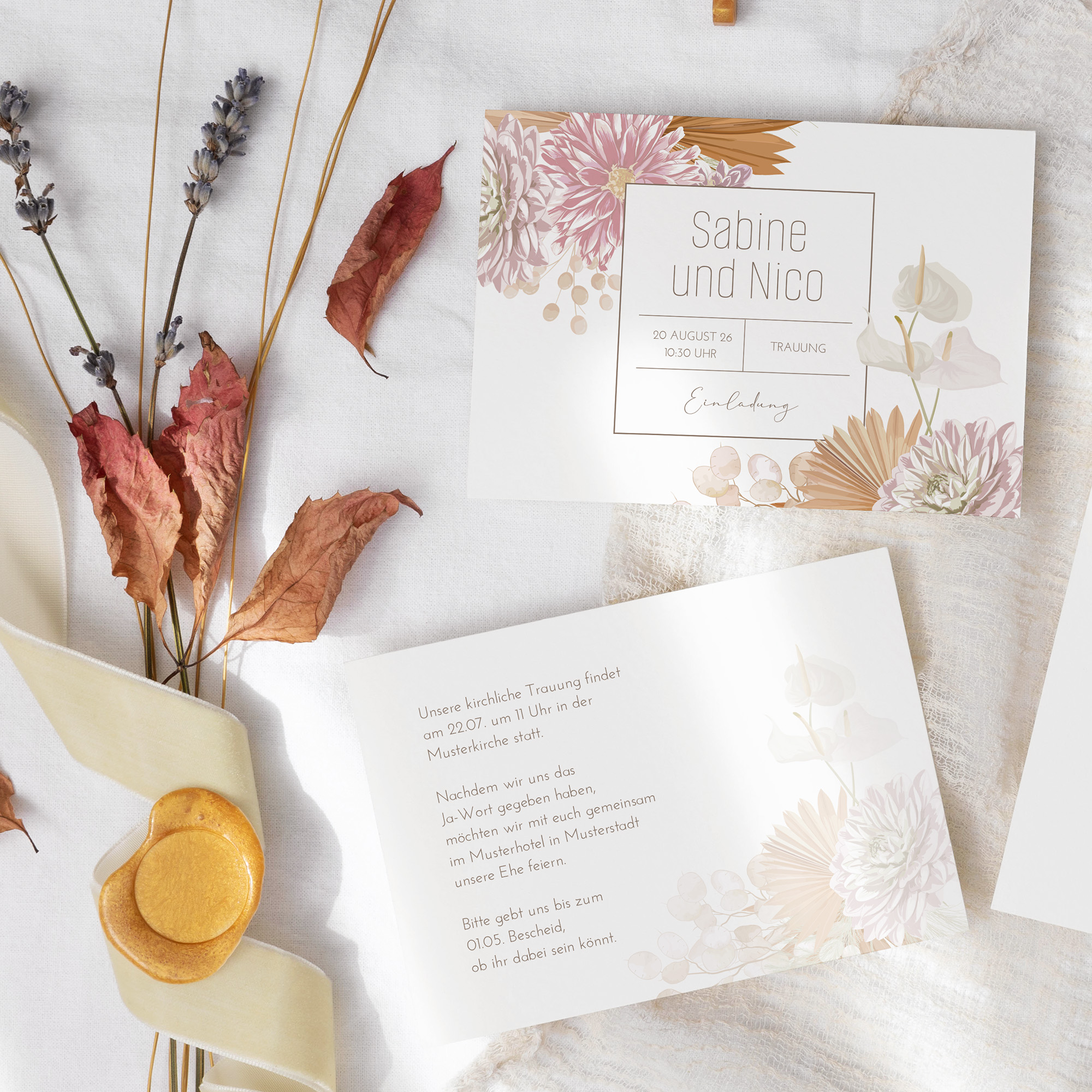 Postkarte DIN A6 im Querformat - Floral "Terracotta Blossom"