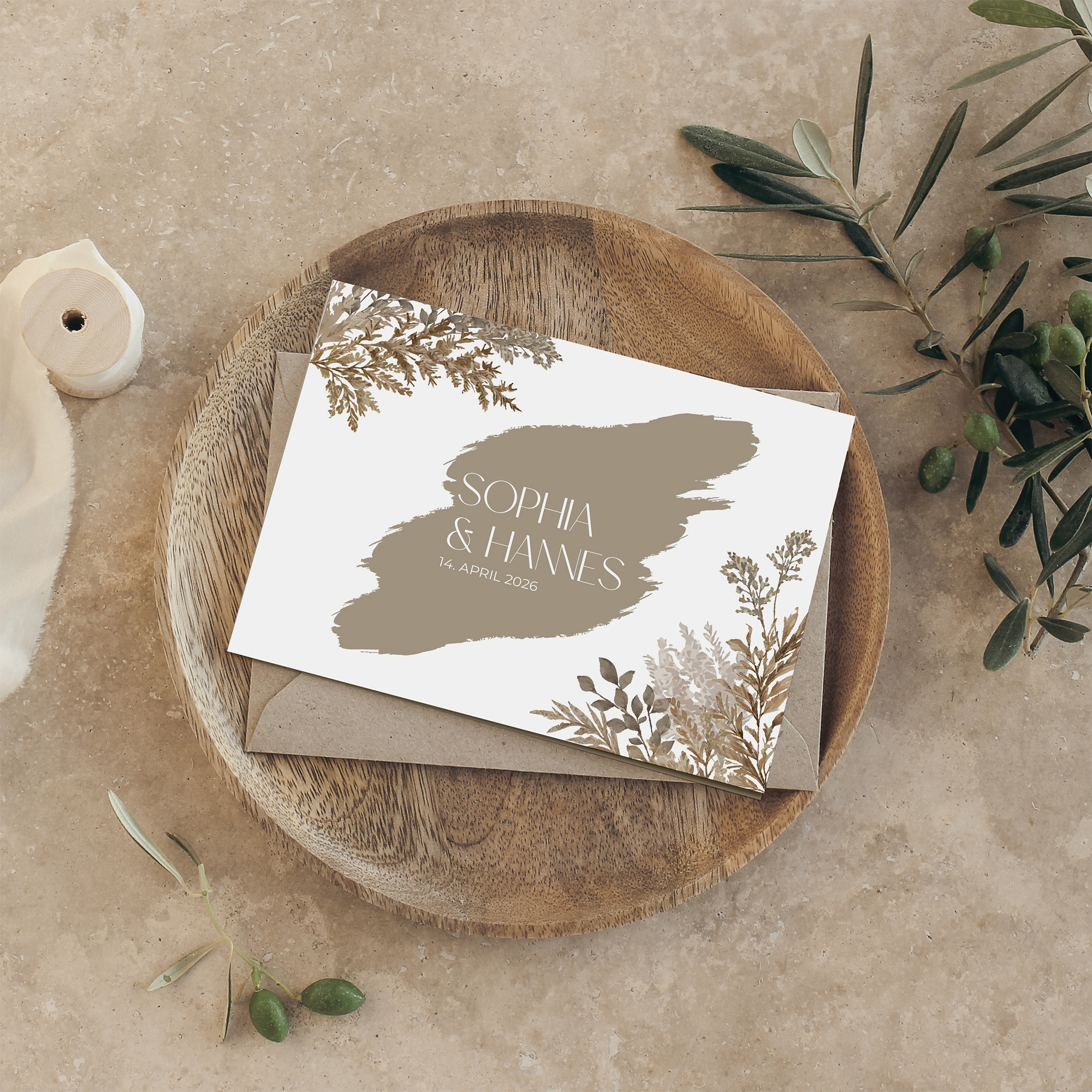 Klappkarte DIN A6 im Querformat - Boho "Earthstroke"