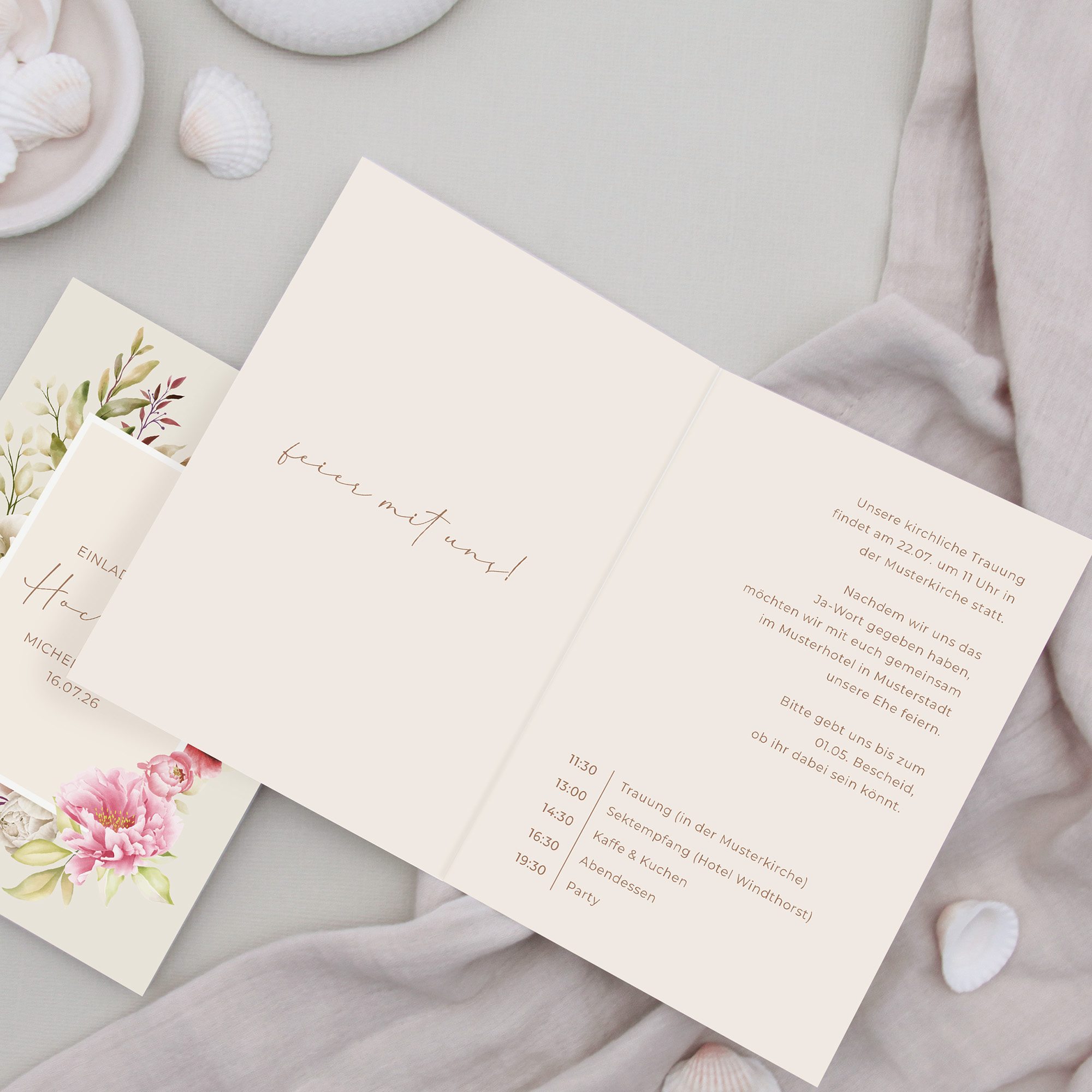 Klappkarte DIN A6 im Hochformat - Floral "Peony Bloom "