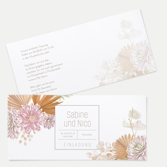 Postkarten DIN lang im Querformat 210 x 98 mm - Floral "Terracotta Blossom"