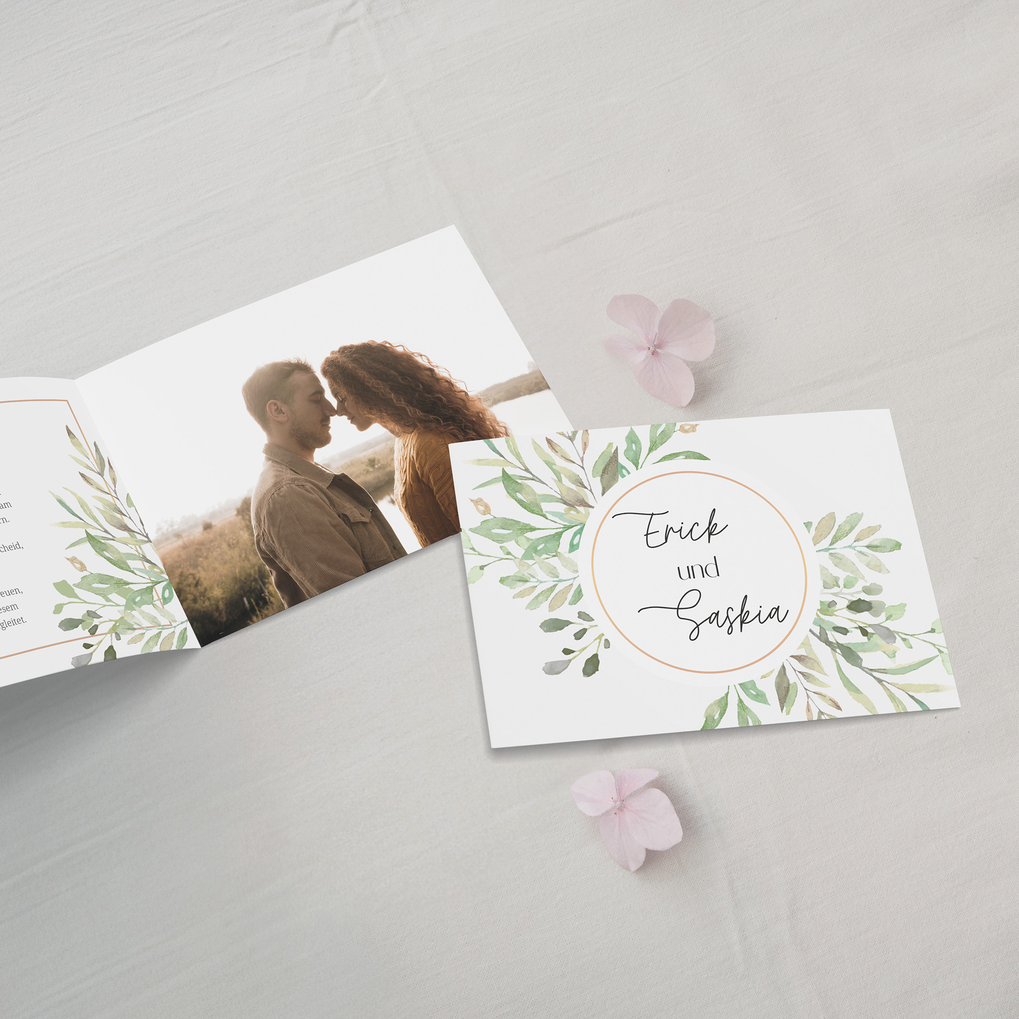 Klappkarte DIN A6 im Querformat - Greenery "Calm Grove"