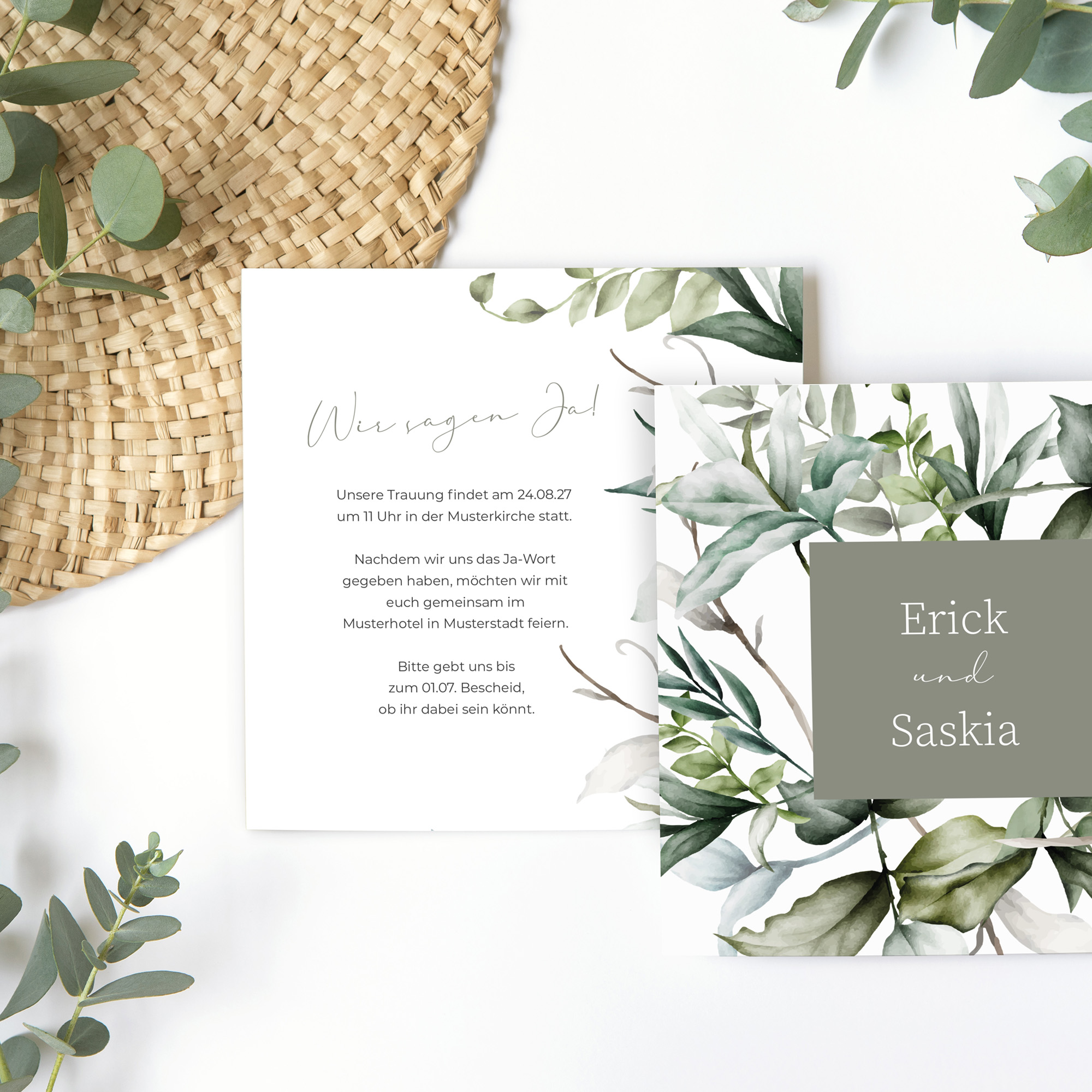 Postkarte Quadrat 148 x 148 mm - Greenery "Pure Greenery"