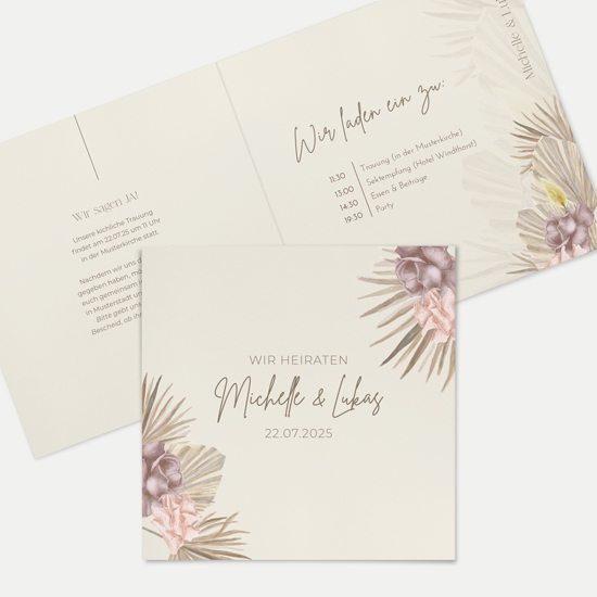 Klappkarte Quadratisch 148 x 148 mm - Boho "Boho Minimal"