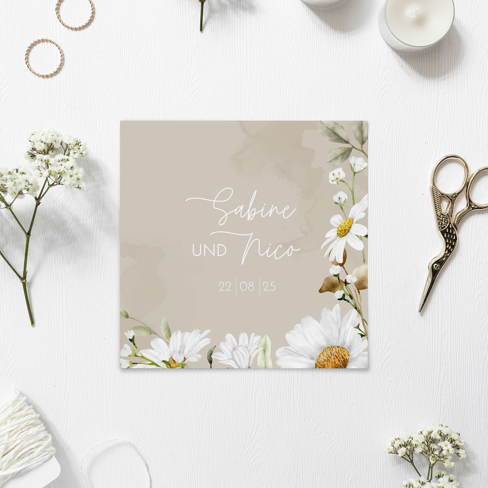 Postkarte Quadrat 148 x 148 mm - Floral "Daisy Field"